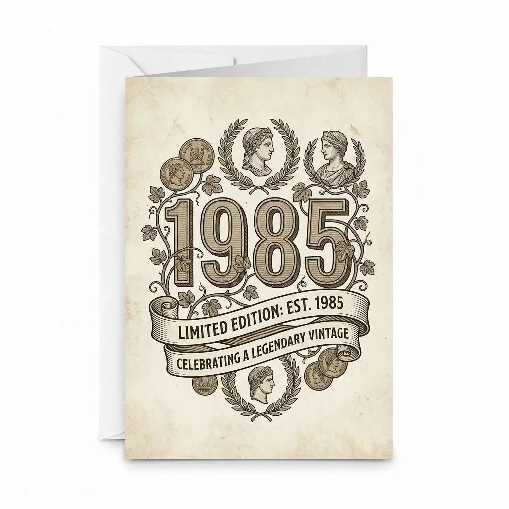 Greeting Card 1985 Limited Edition Vintage Design Decorative Art Note Card with Matching Envelope for Birthday Anniversary