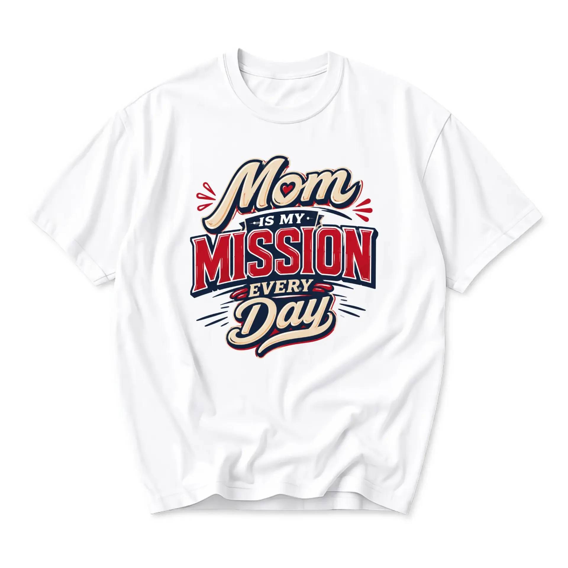 Graphic Tee Mom Is My Mission Every Day Typography Print Unisex Crew Neck Short Sleeve Casual Cotton Blend Shirt
