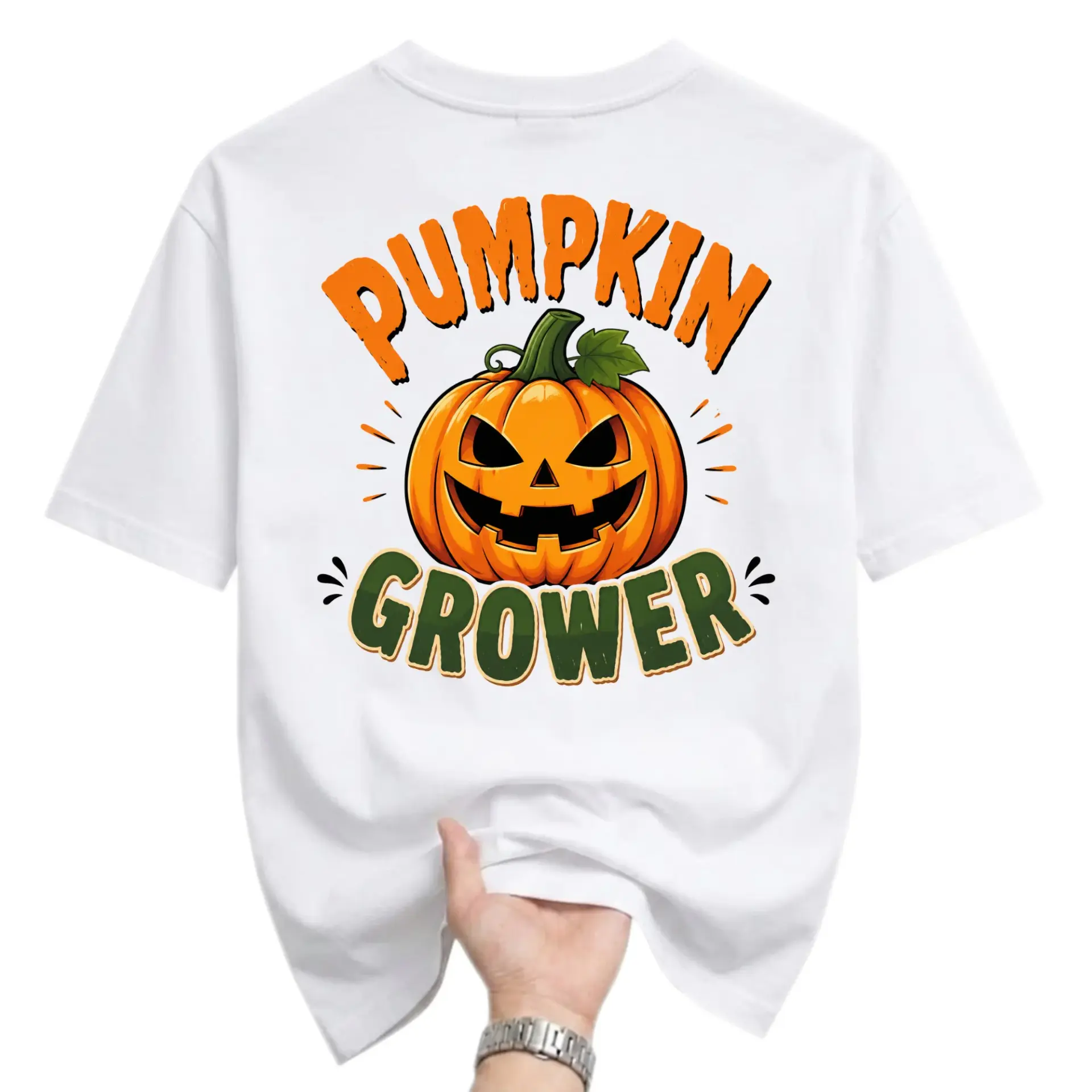 Graphic Tee Pumpkin Grower Funny Fall Autumn Halloween Short Sleeve Unisex Crew Neck Cotton Blend Casual Shirt