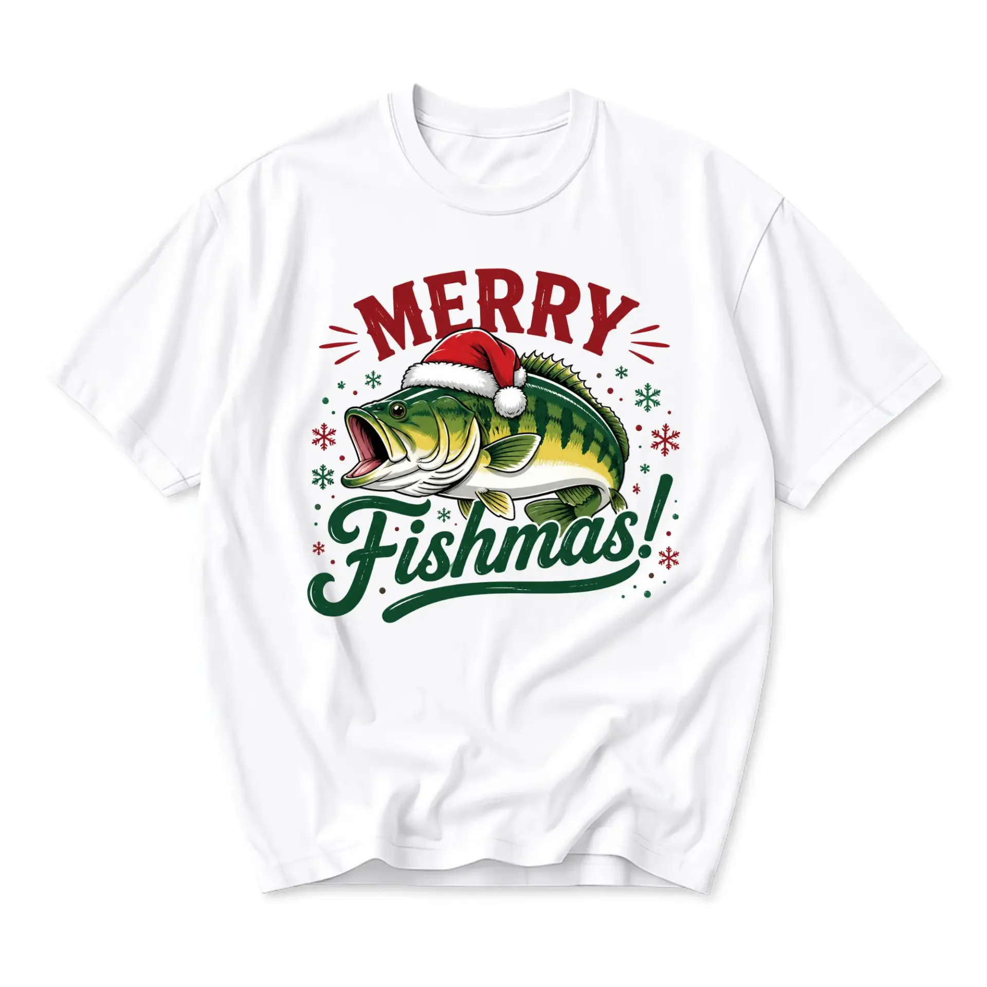 Funny Shirt Merry Fishmas Fishing Holiday Graphic Tee Unisex Short Sleeve Casual Apparel for Outdoor Enthusiasts