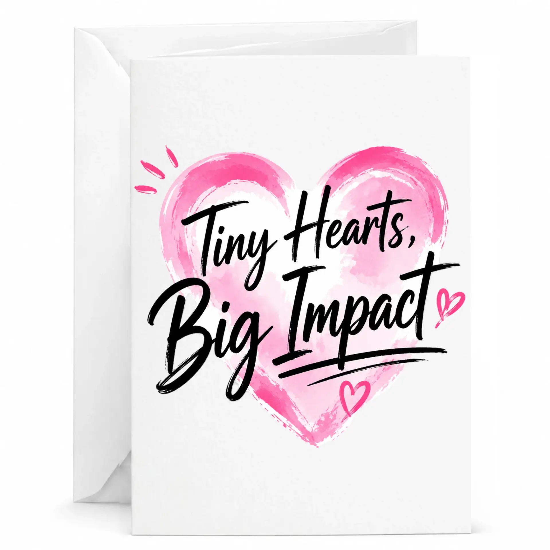 Greeting Card Tiny Hearts Inspirational Note with Matching White Envelope for Any