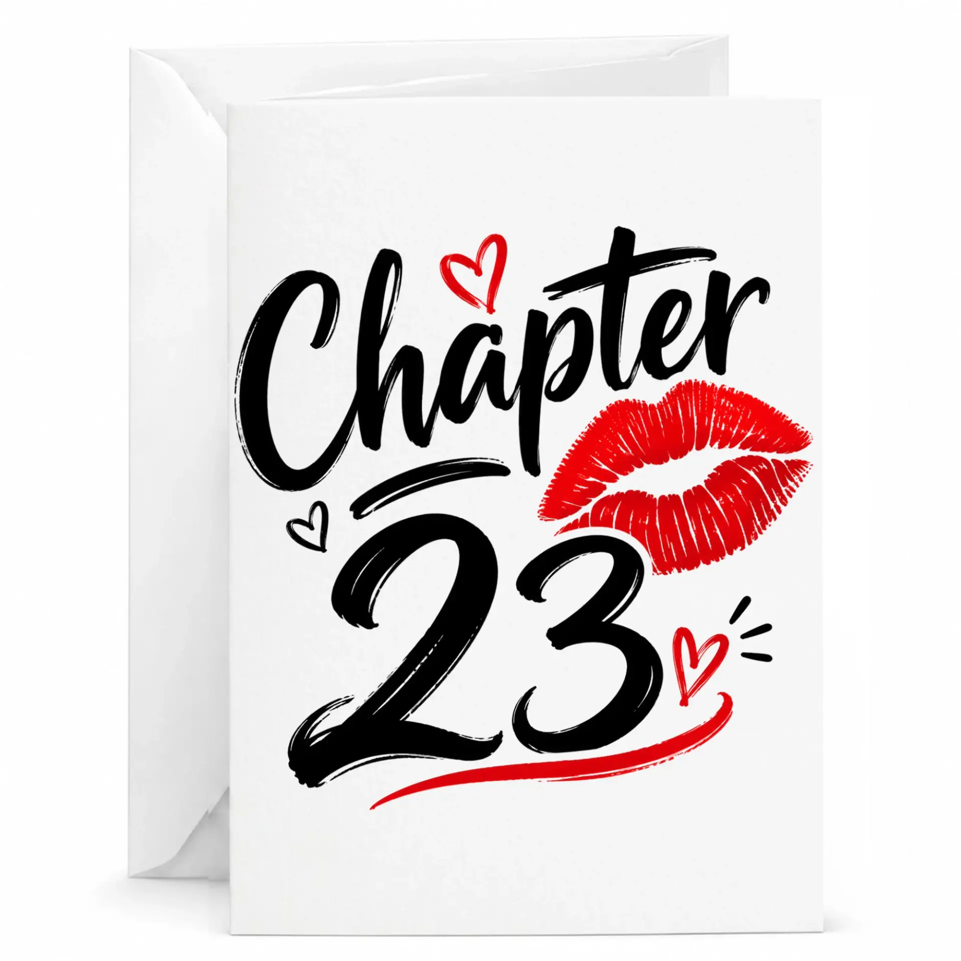 Birthday Card Chapter 23 Greeting Card with Red Lips Design for Turning Twenty Three Years Old Milestone Celebration