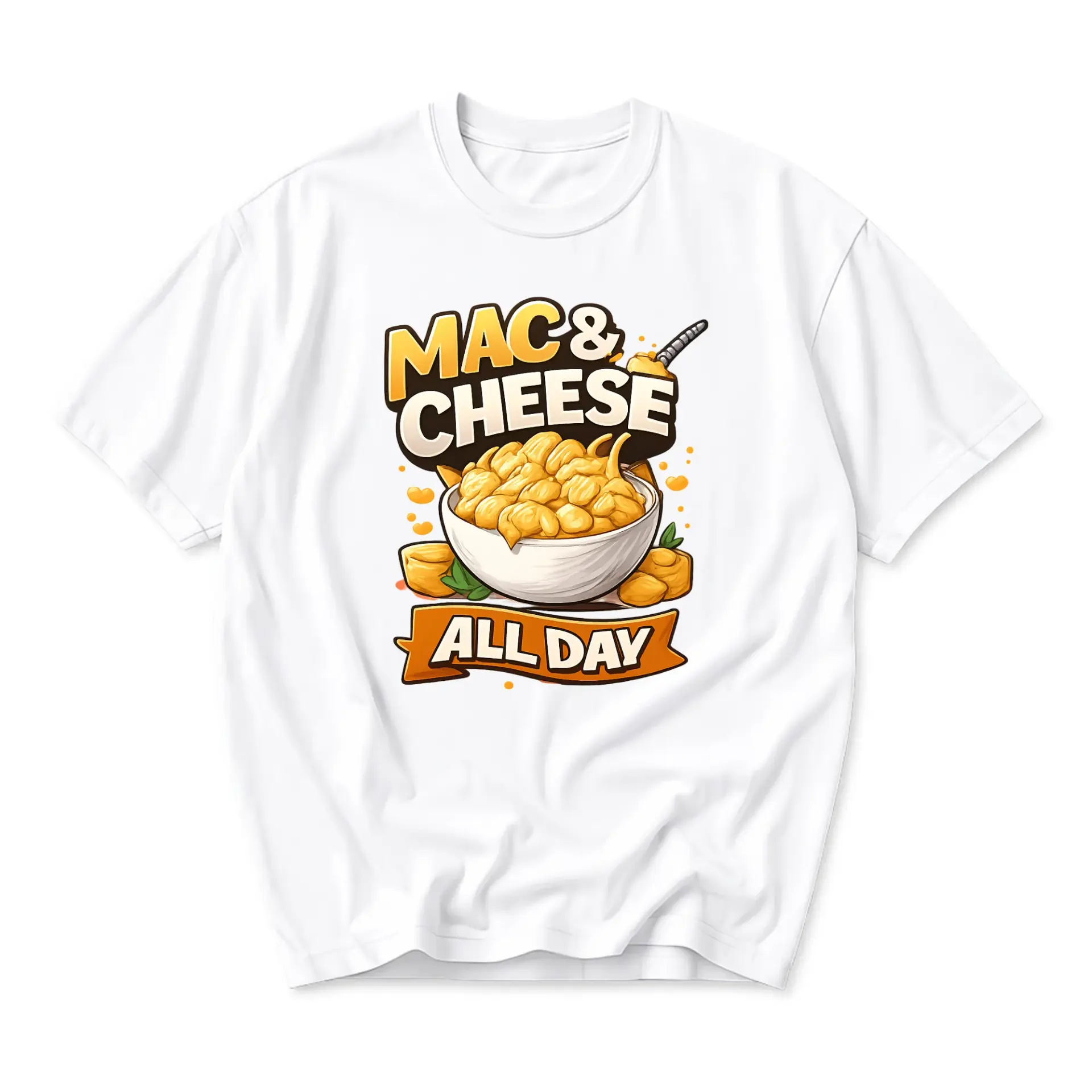 Funny Shirt and Cheese All Day Graphic Tee Casual Unisex Crew Neck Top Soft Cotton Everyday Apparel Food Lover Gift