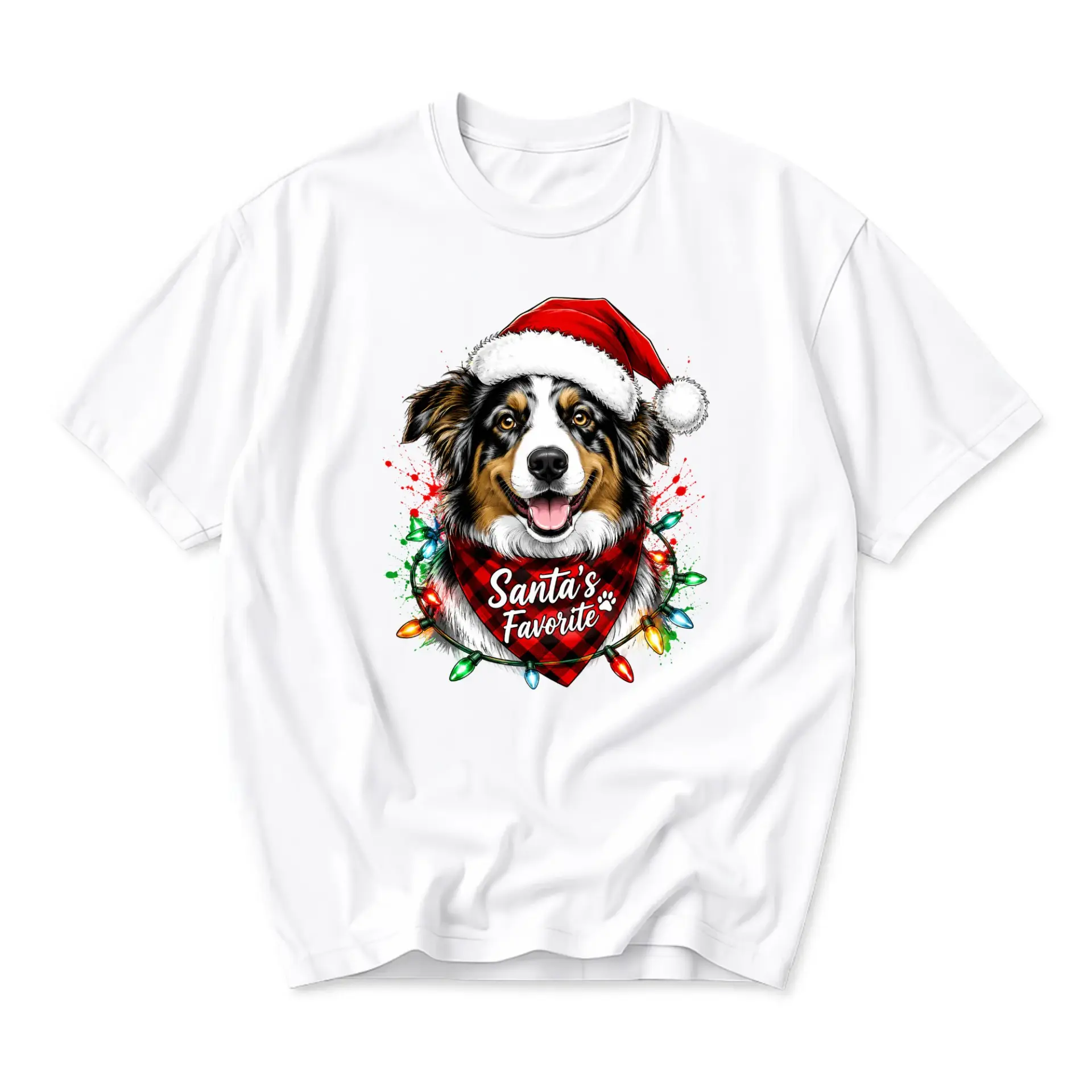 Graphic Tee Santa Favorite Australian Christmas Shirt for Dog Lovers
