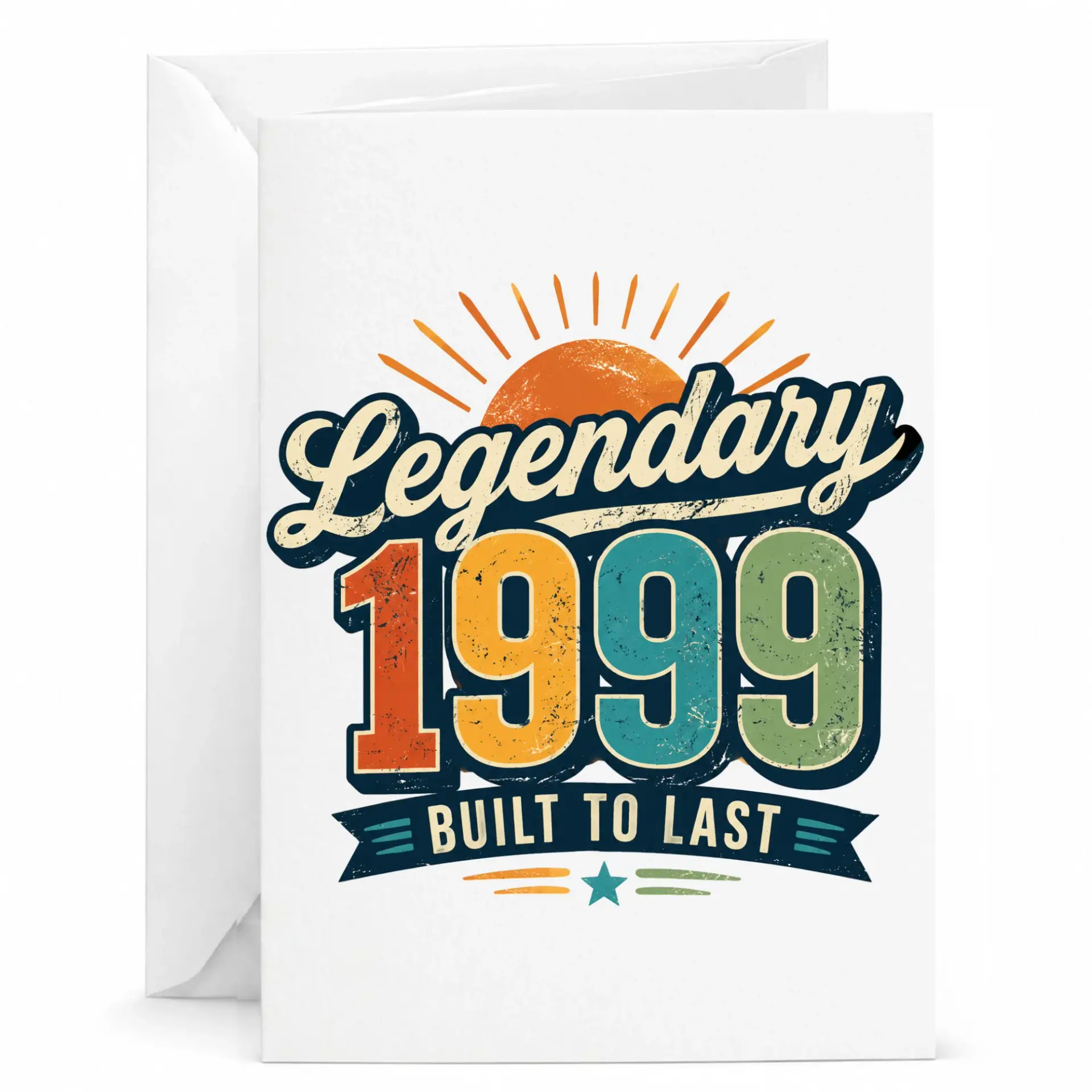 Birthday Card Legendary 1999 Built to Last Vintage Retro Greeting Card for Milestone Year Anniversary Celebration
