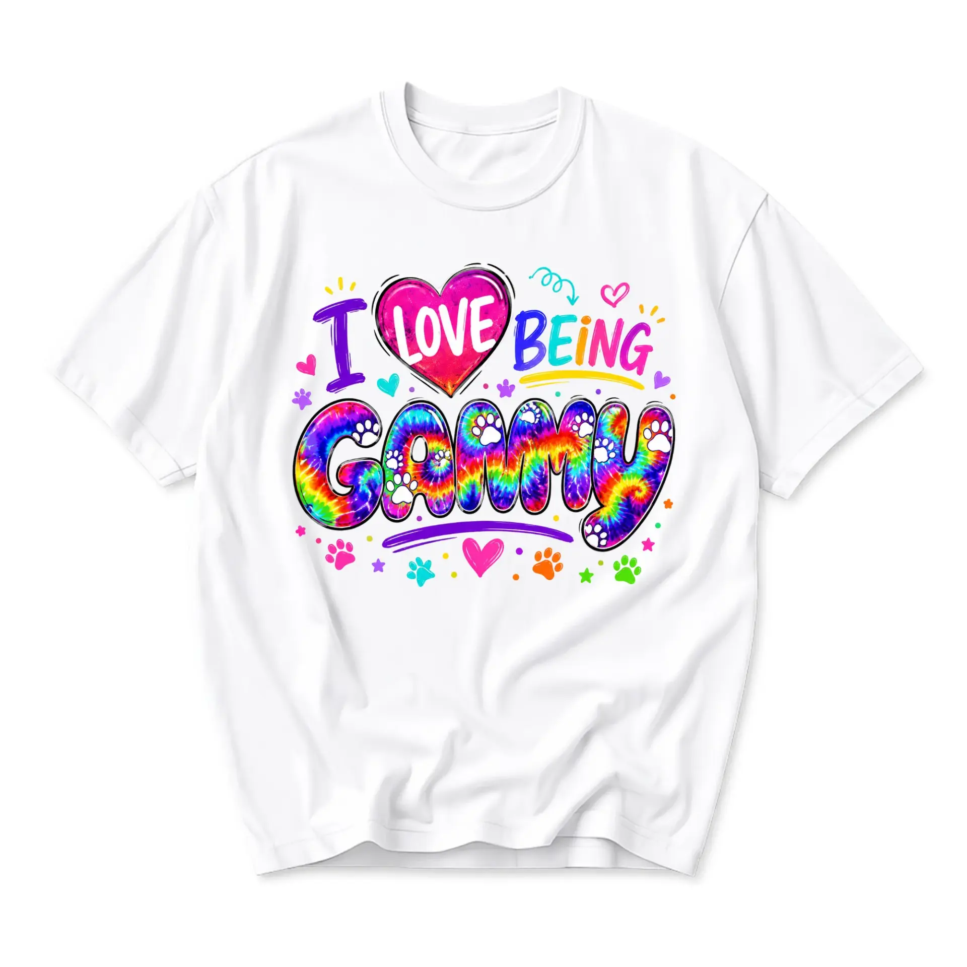T-shirt I Love Being Gammy Colorful Typography Graphic Print Unisex Crew Neck Casual Everyday Wear Soft Cotton Tee