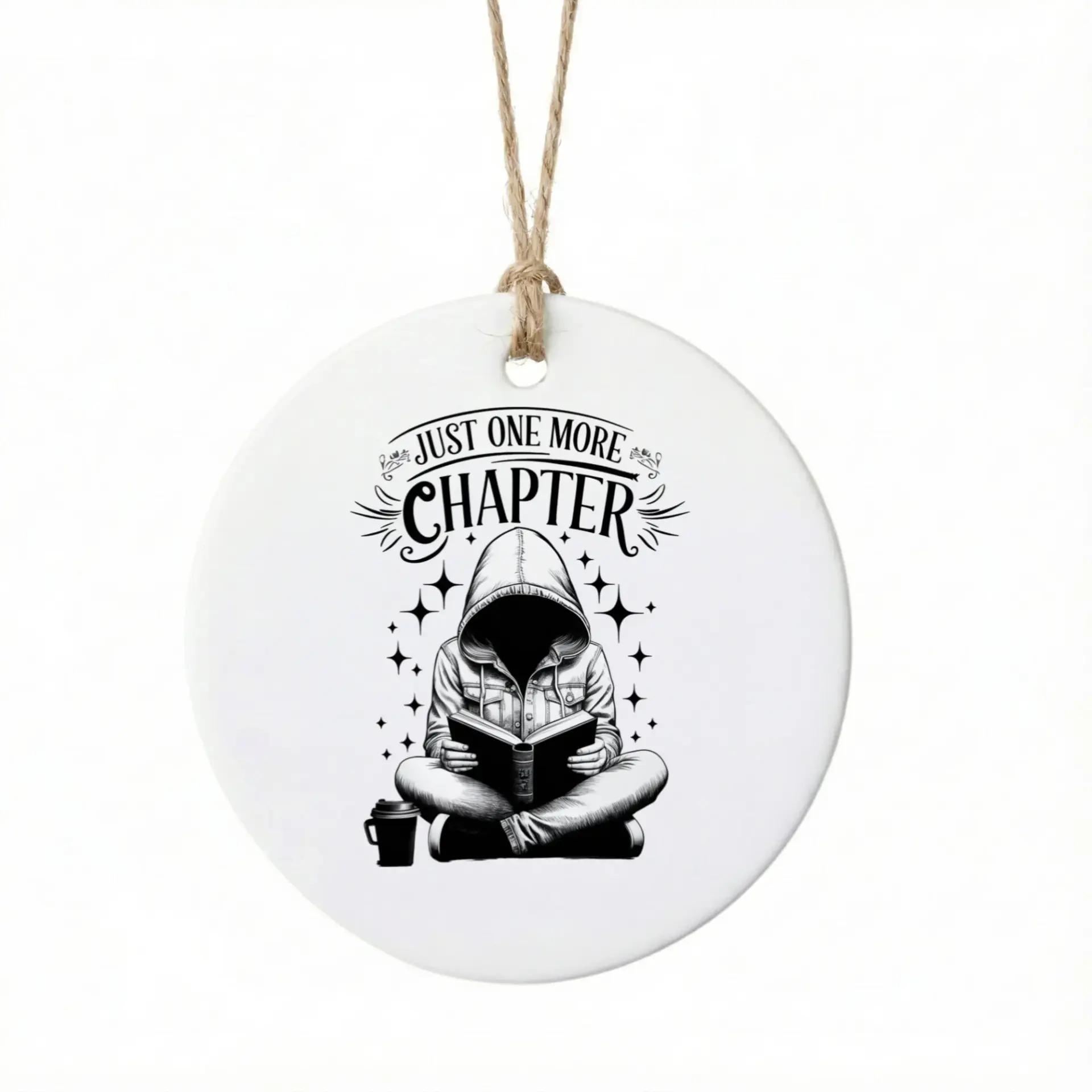 Christmas Ornament Just One More Chapter Ceramic Decoration for Book Lovers Festive Holiday Keepsake for Home Decor