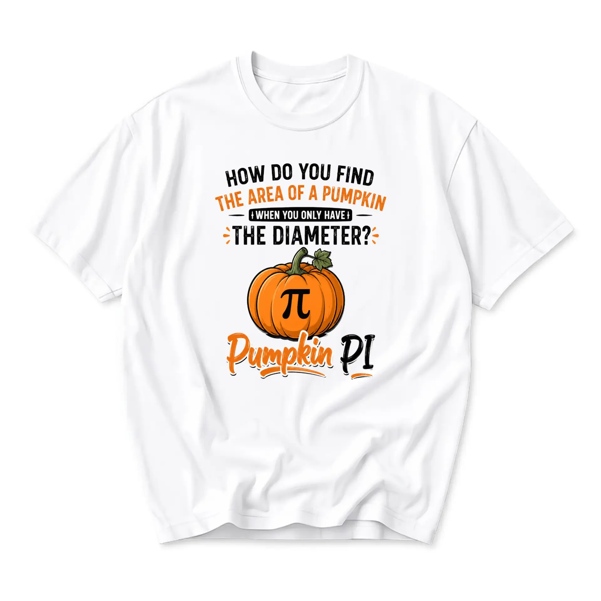 Funny Shirt Pumpkin Pi Math Pun Graphic Tee Unisex Crew Neck Short Sleeve Soft Casual Cotton Blend Holiday Apparel
