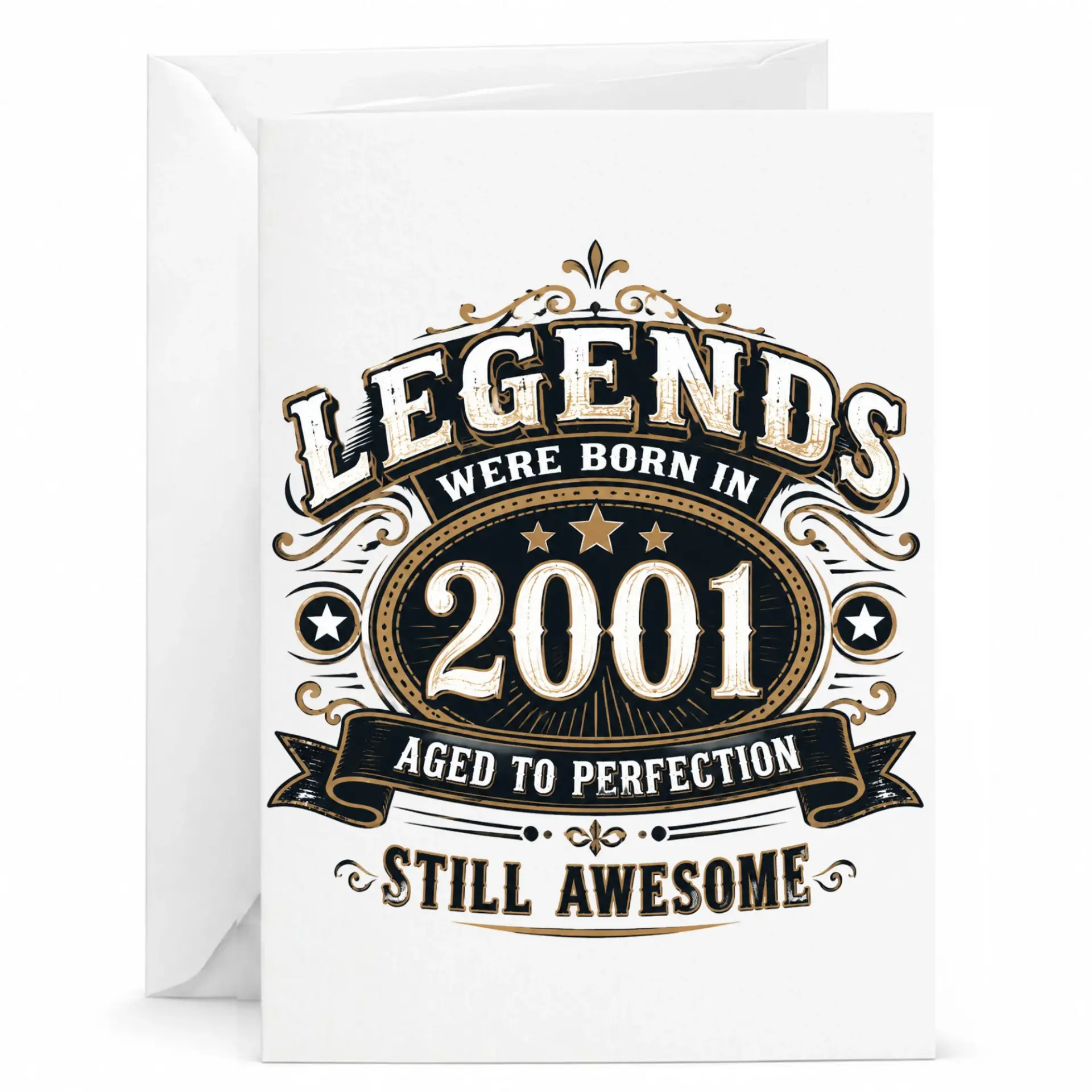 Birthday Card Legends Were Born in 2001 Vintage Style Greeting Card for Milestone Celebration with White Envelope