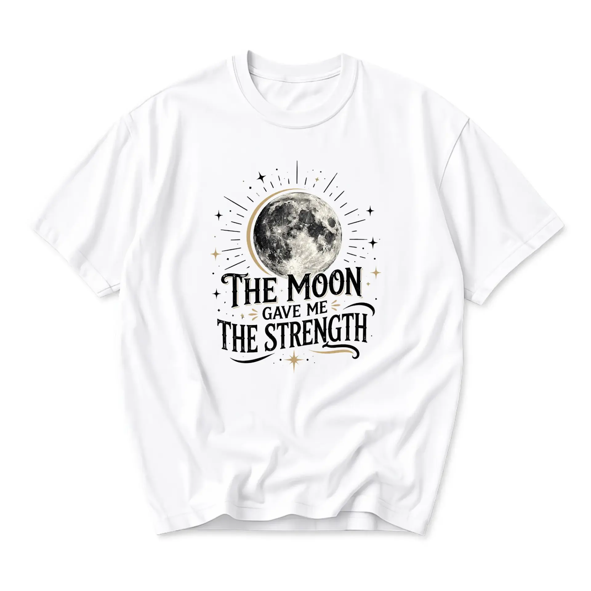 Graphic Tee the Moon Gave Me the Strength Celestial Design Unisex Crew Neck Short Sleeve Cotton Casual Comfort T-Shirt
