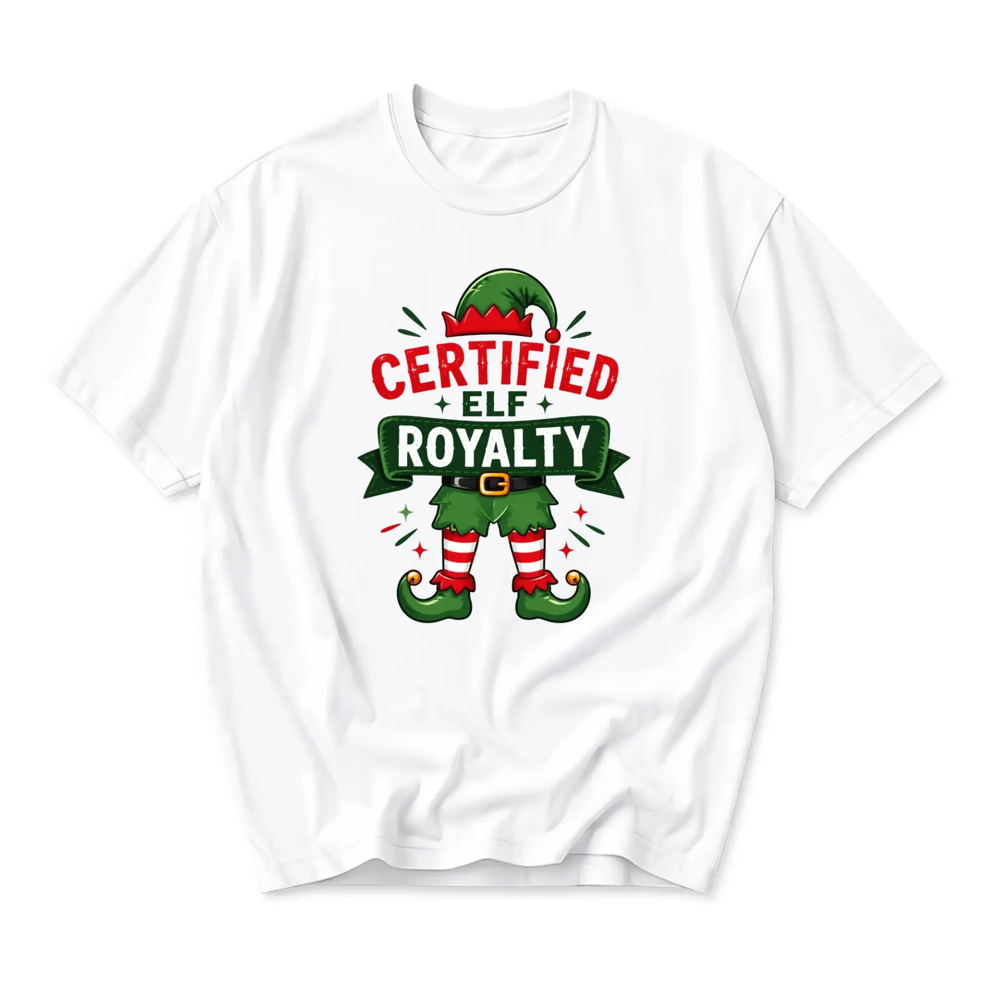 Graphic Tee Certified Elf Royalty Unisex Crew Neck Shirt Holiday Humor Soft Cotton Blend Casual Apparel White Top