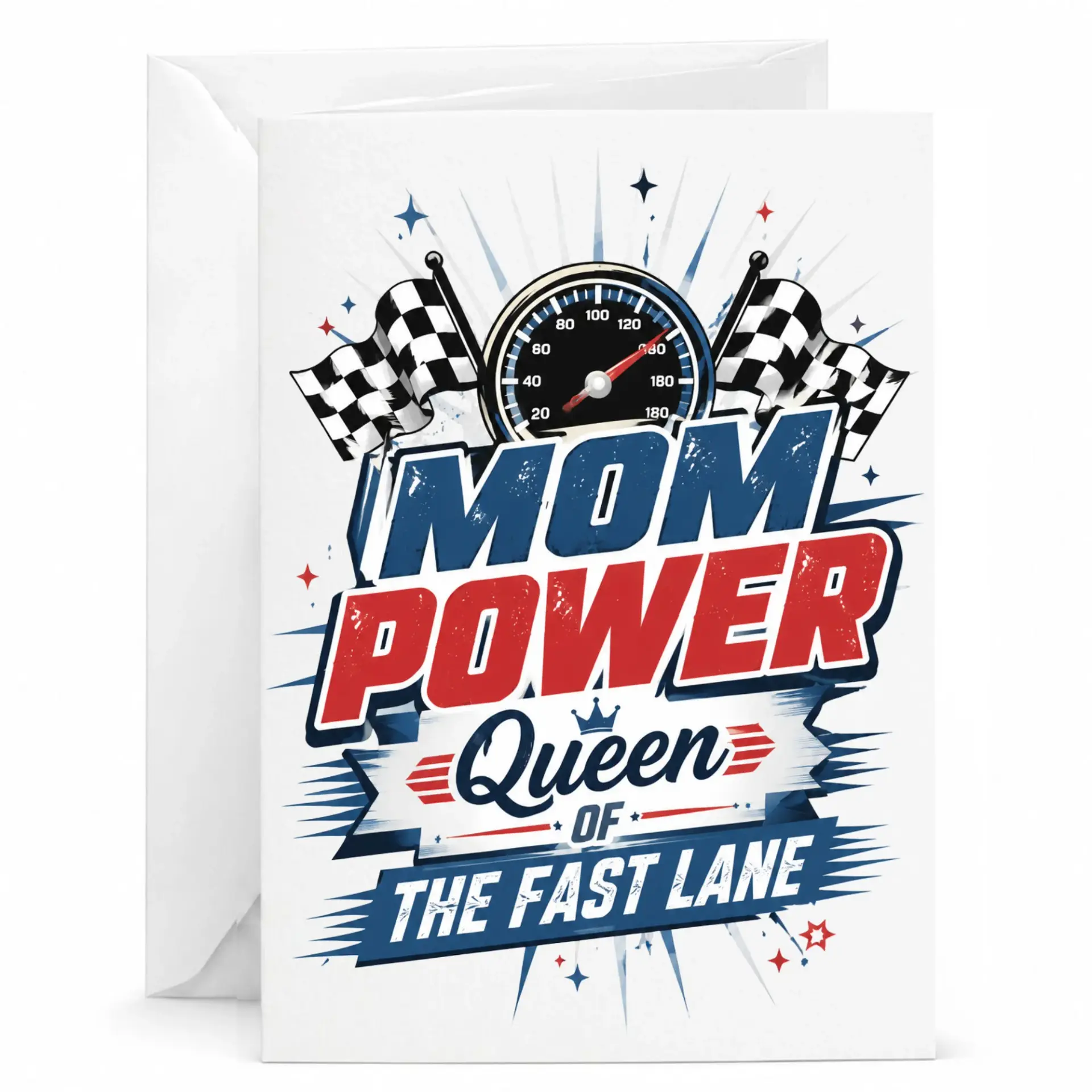 Personalized Greeting Card Mom Queen of Racing Design
