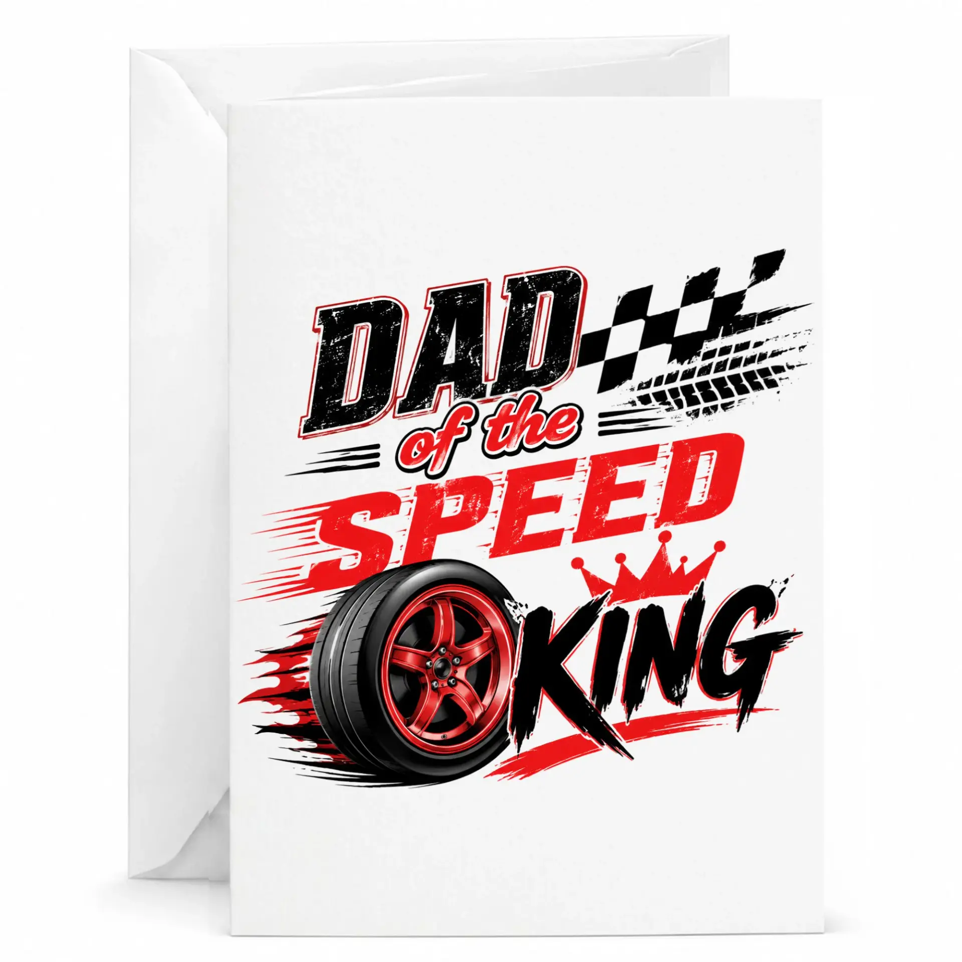 Greeting Card Dad of the Speed Racing Design for Car Enthusiast Featuring Performance and Checkered Flag