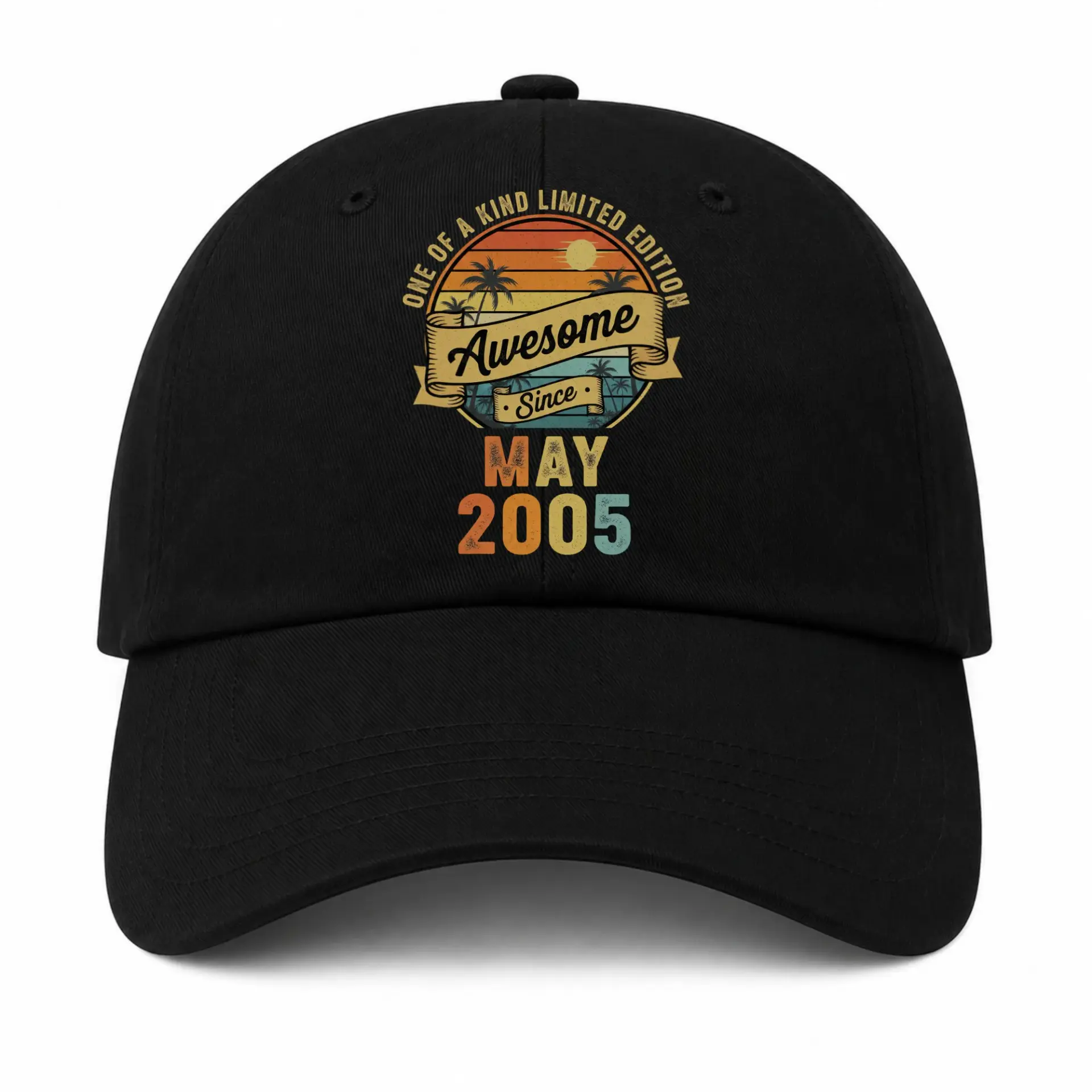 Baseball Cap Awesome Since May 2005 Tropical Sunset Graphic Dad Hat