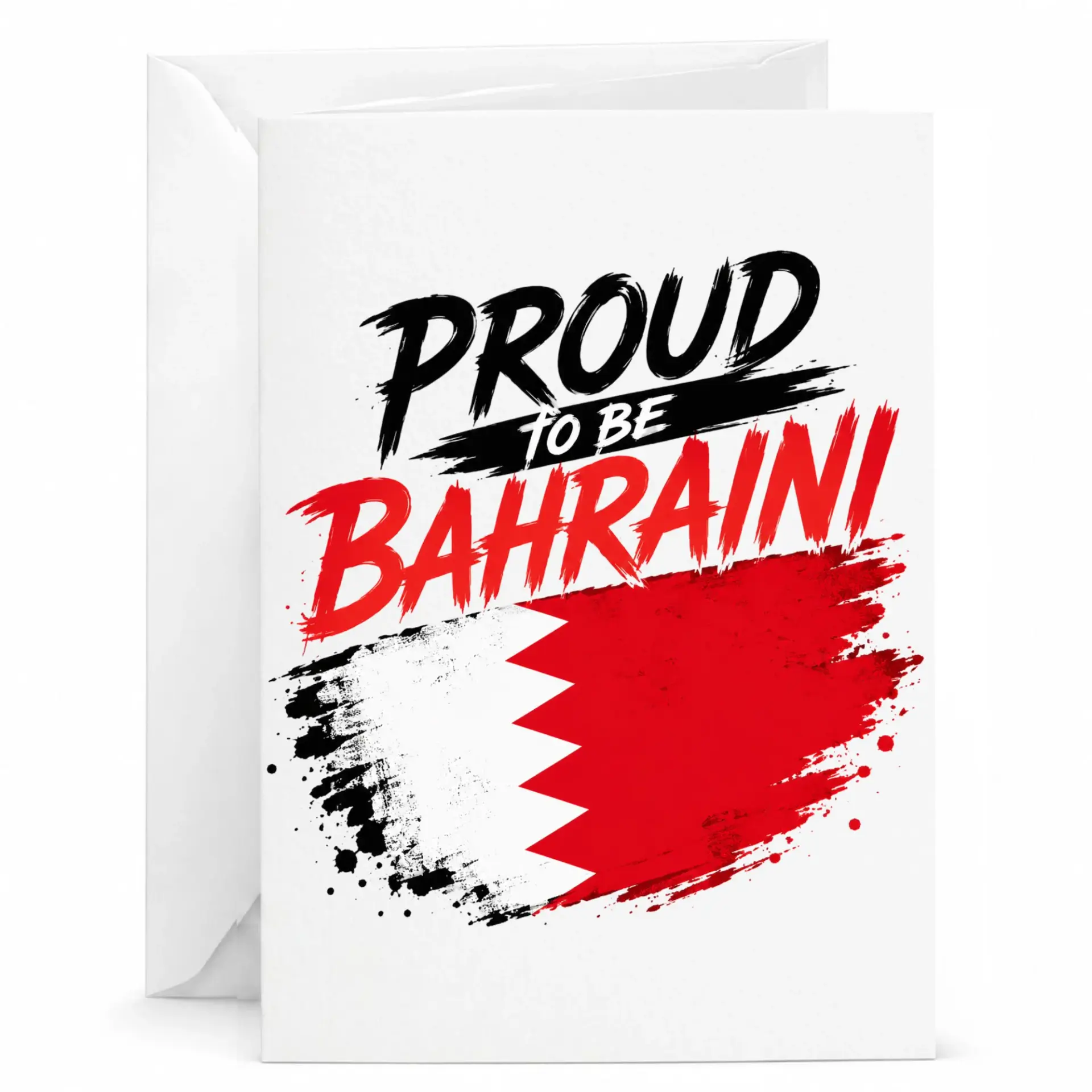 Proud to Be Bahraini Greeting Card with Patriotic Flag Design for National Pride and Heritage Celebration