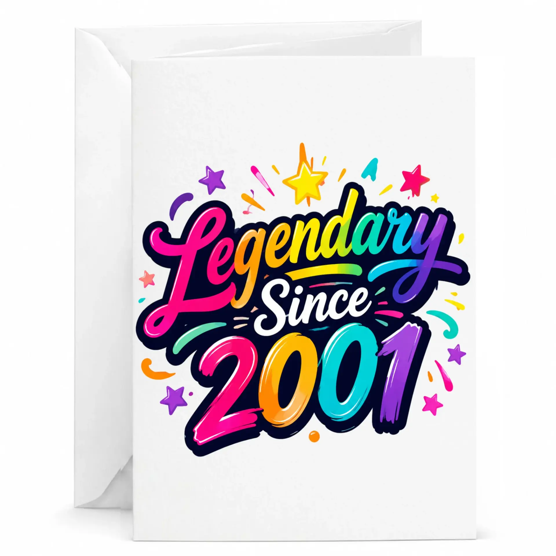 Birthday Card Legendary Since 2001 Funny Vibrant Celebration Stationery for Milestone Anniversary Congratulations Gift