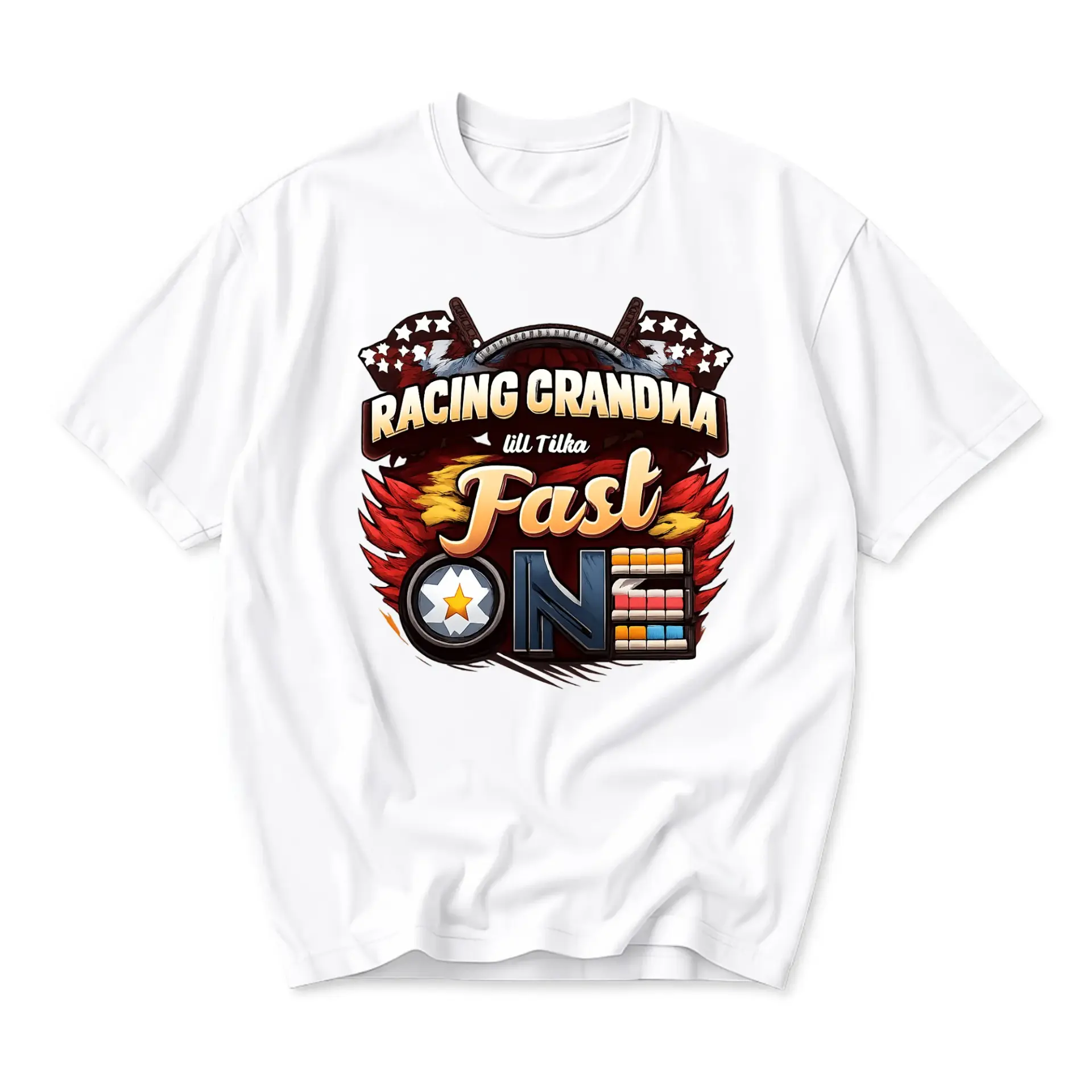 Funny Shirt Racing Grandma Fast One Graphic Tee Casual Unisex Short Sleeve