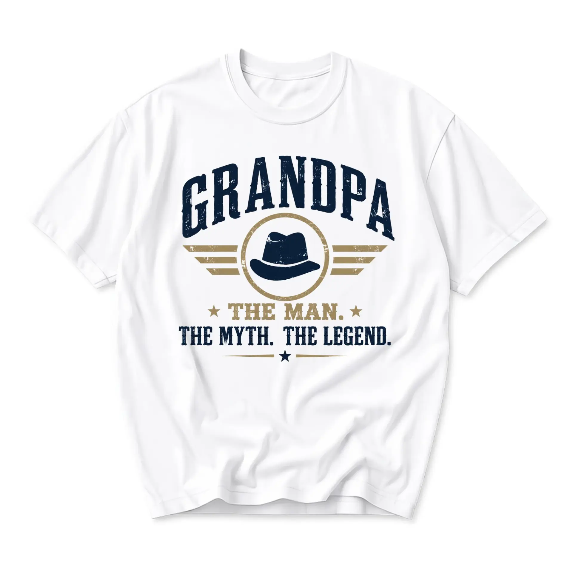 Funny Shirt Grandpa the Man Myth Legend Graphic Tee Casual Crew Neck Unisex