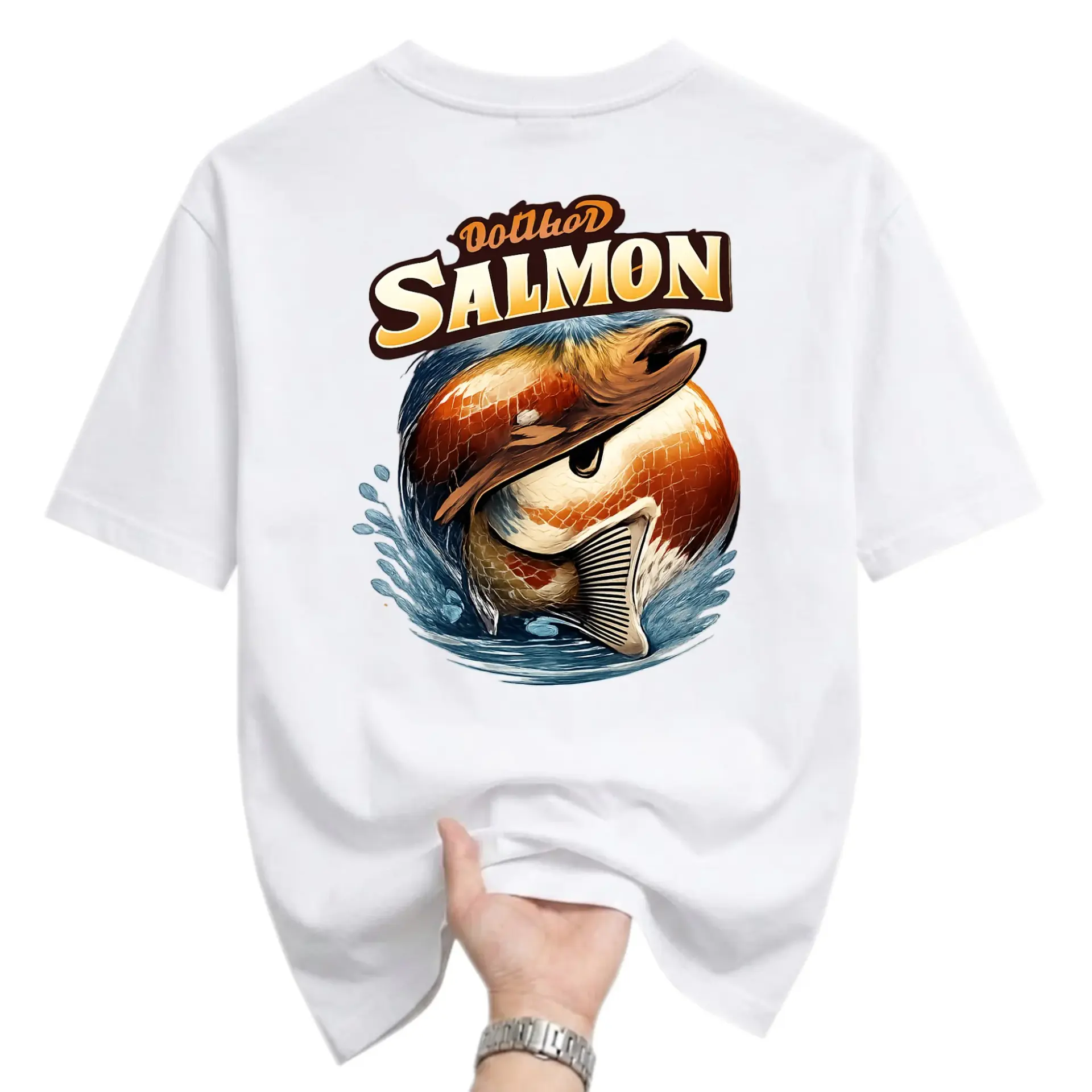 Funny Shirt Salmon Fishing Graphic Tee Unisex Cotton Crew Neck Casual Summer Top Humorous Lover Apparel