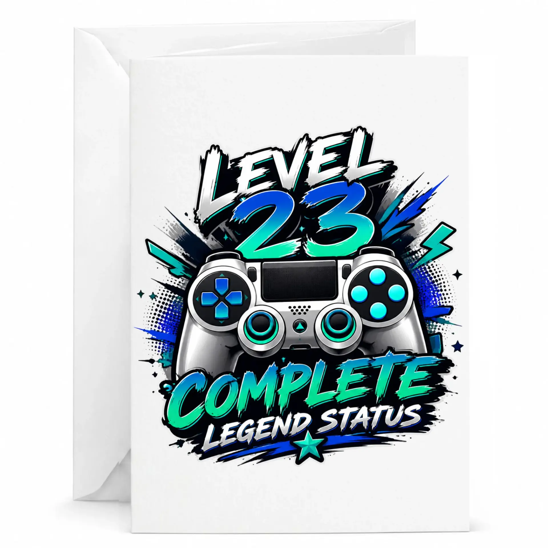Birthday Card Level 23 Complete Legend Status Gaming Themed Greeting Card for Twenty Third Birthday Celebration