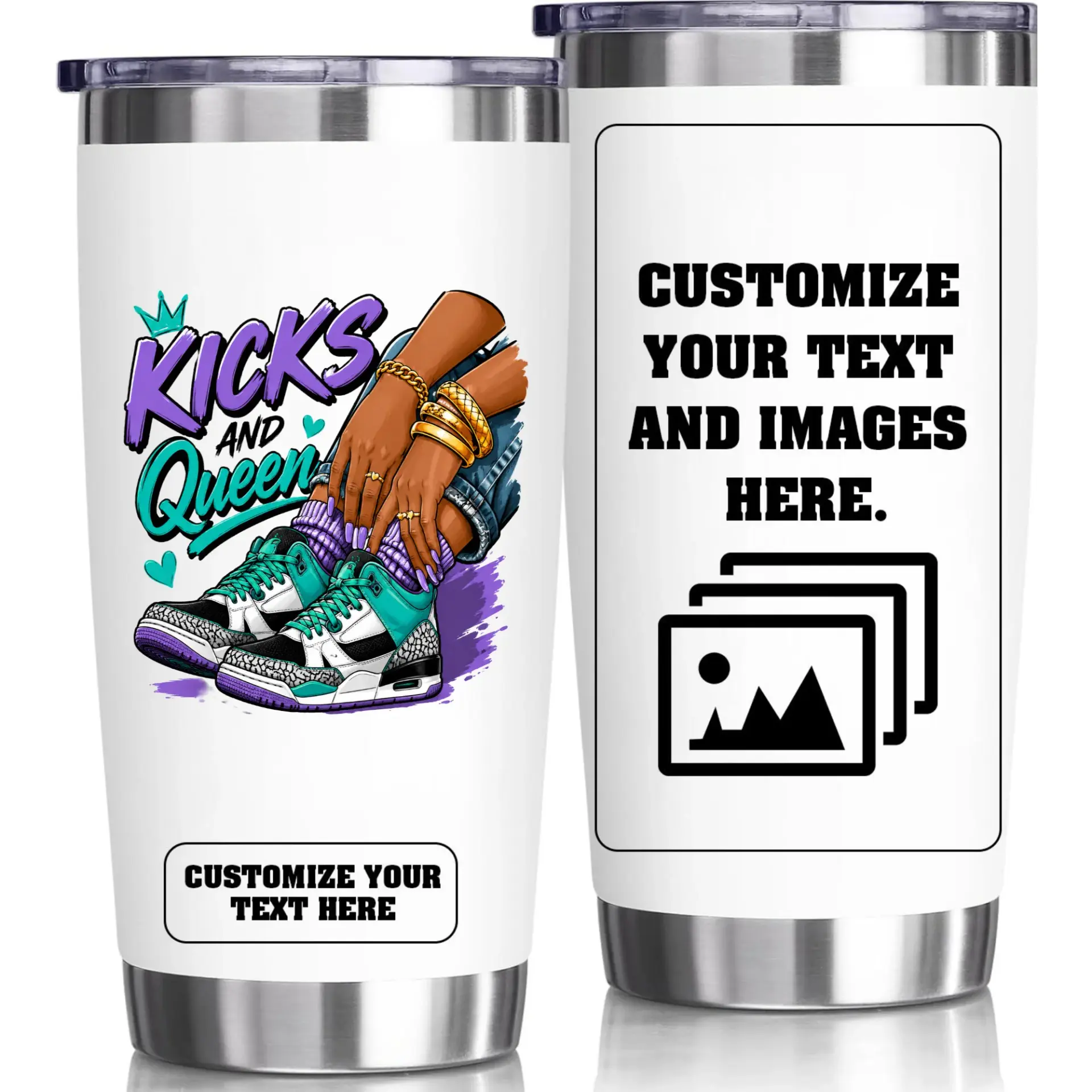 Stainless Steel Tumbler 20oz Custom Photo and Text Insulated Travel Mug for Personalized Gifts or Daily Coffee Use