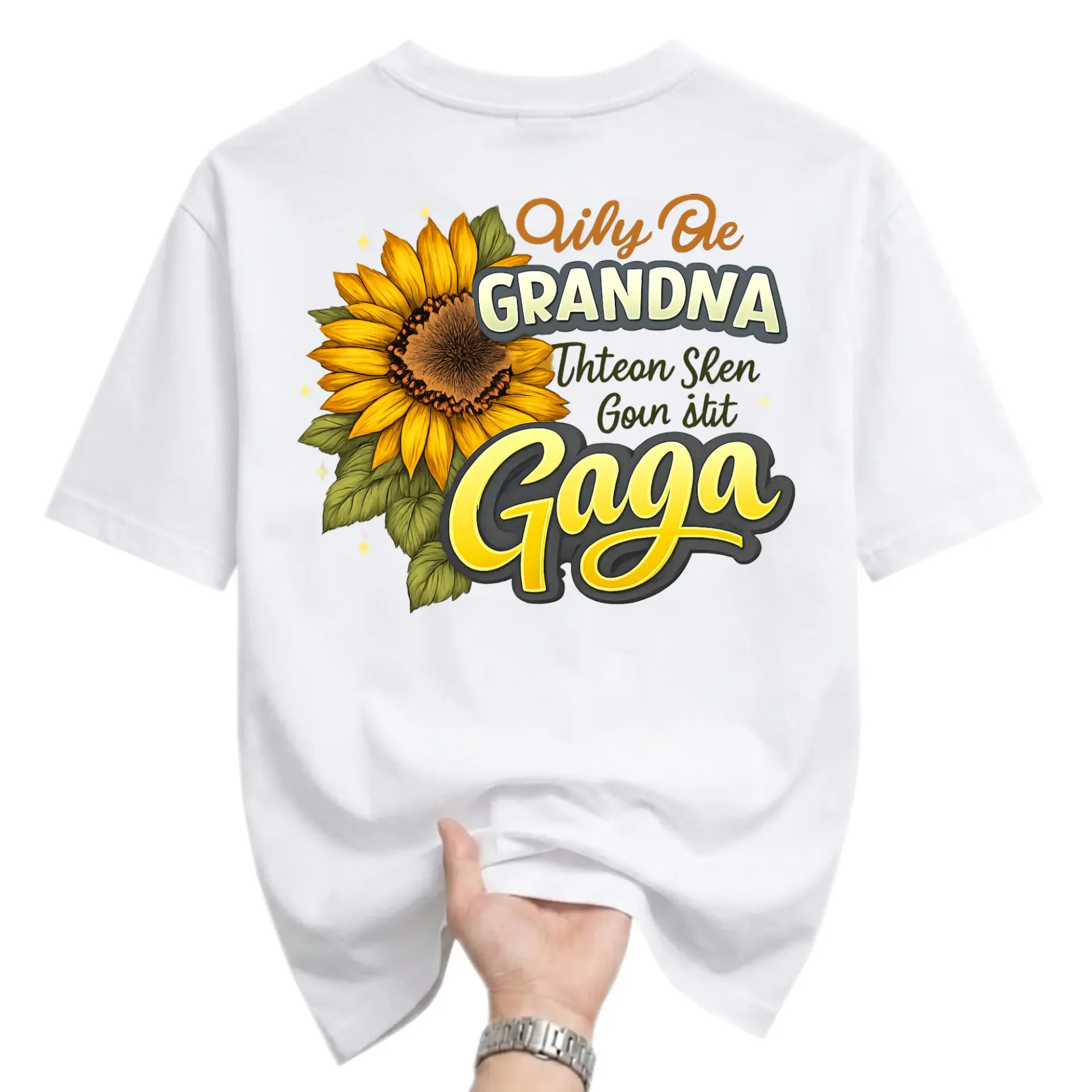 Funny Shirt Grandma Sunflower Graphic Print Unisex Crew Neck Casual