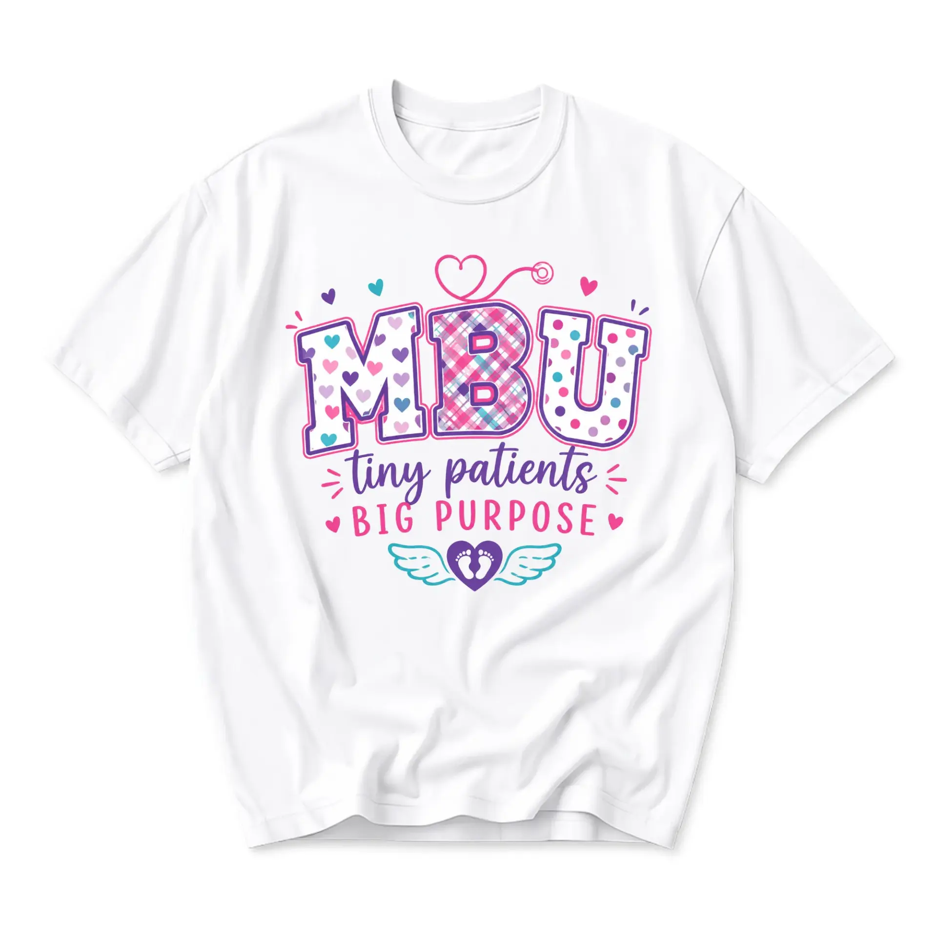 Graphic Tee Mbu Tiny Patients Big Purpose Nursing Apparel Unisex Crew Neck Casual Shirt Soft Cotton Blend Medical Gift