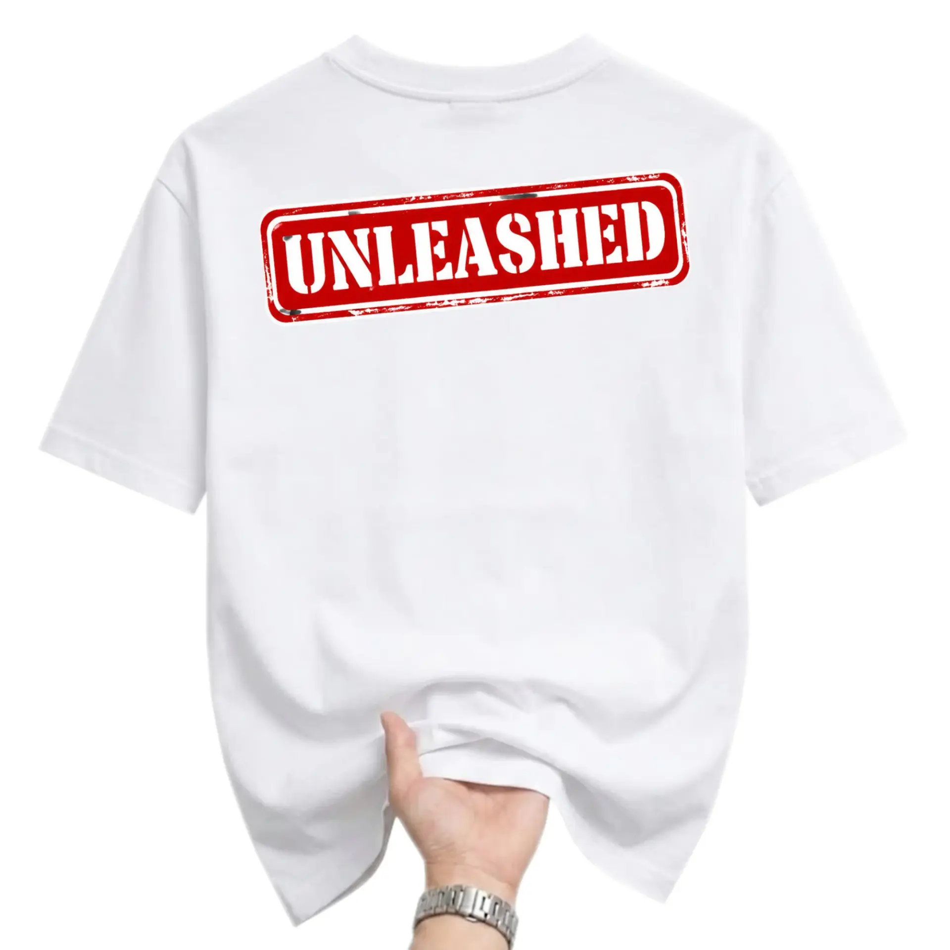 Graphic Tee Unisex Unleashed Stamp Design Cotton Crew Neck Casual Summer Short Sleeve Shirt White Apparel Top