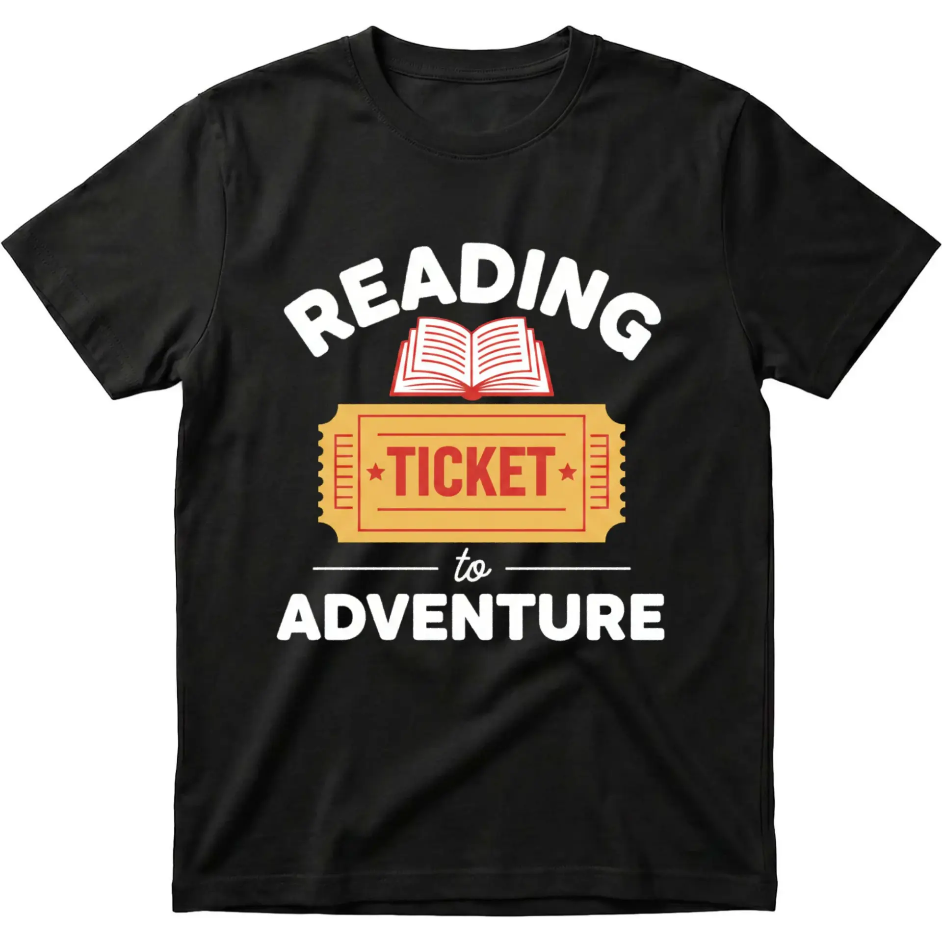 Graphic Tee Reading Ticket to Adventure Unisex T-Shirt Book Lover Literature Enthusiast Apparel Casual Black Shirt