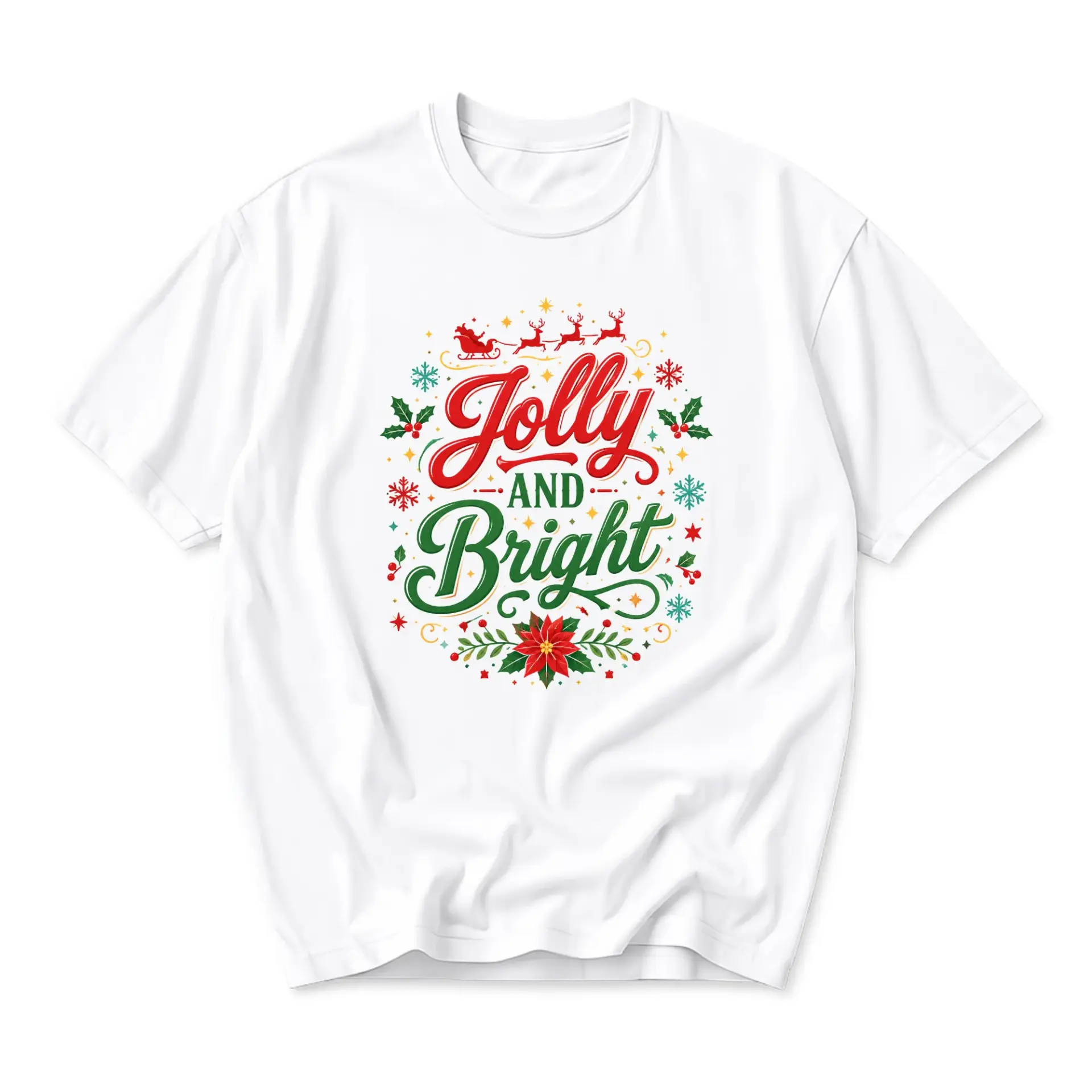 Graphic Tee Jolly and Bright Christmas Shirt Unisex Holiday Season Clothing