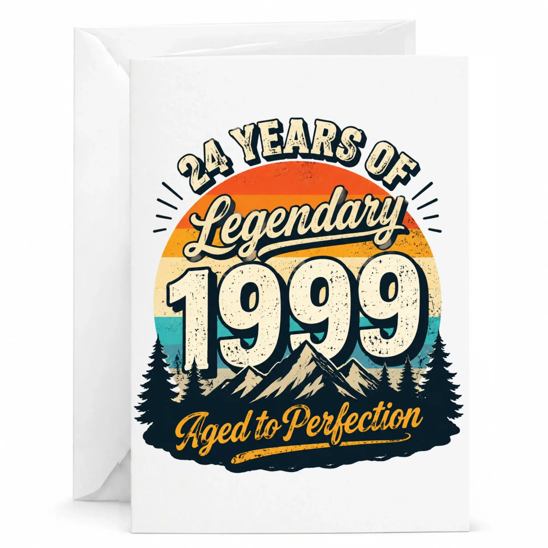 Birthday Card 24th Birthday Vintage Style Legendary 1999 Aged to Perfection Greeting Card for Twenty Fourth Milestone