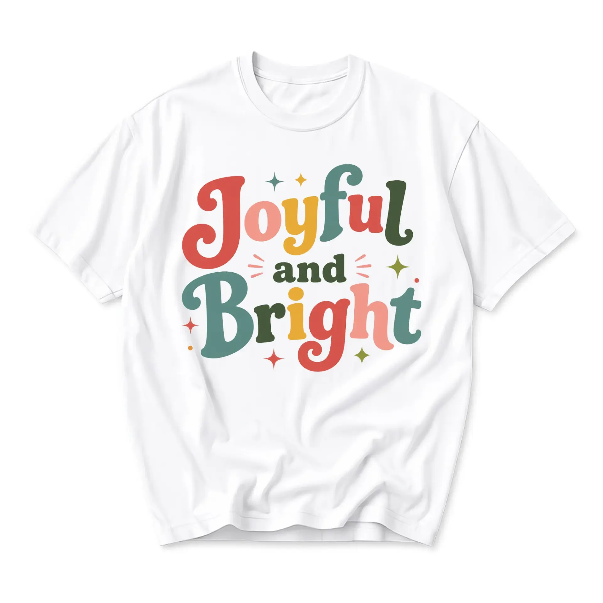 Graphic Tee Joyful and Bright Retro Style Casual Unisex Crew Neck T-Shirt Comfortable Everyday Short Sleeve Top