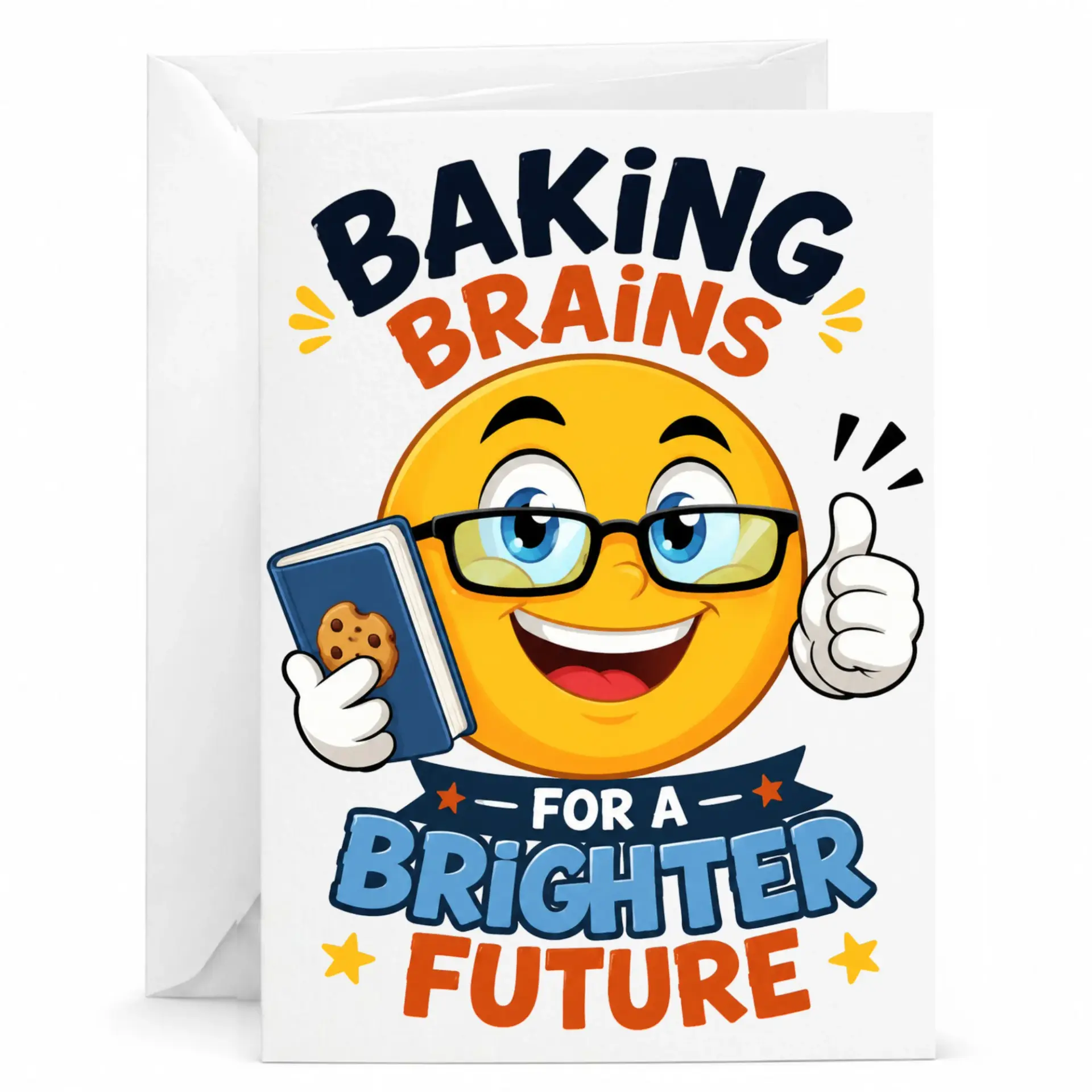 Funny Greeting Card Baking Brains for a Brighter Future Pun Humor with Matching Envelope Any