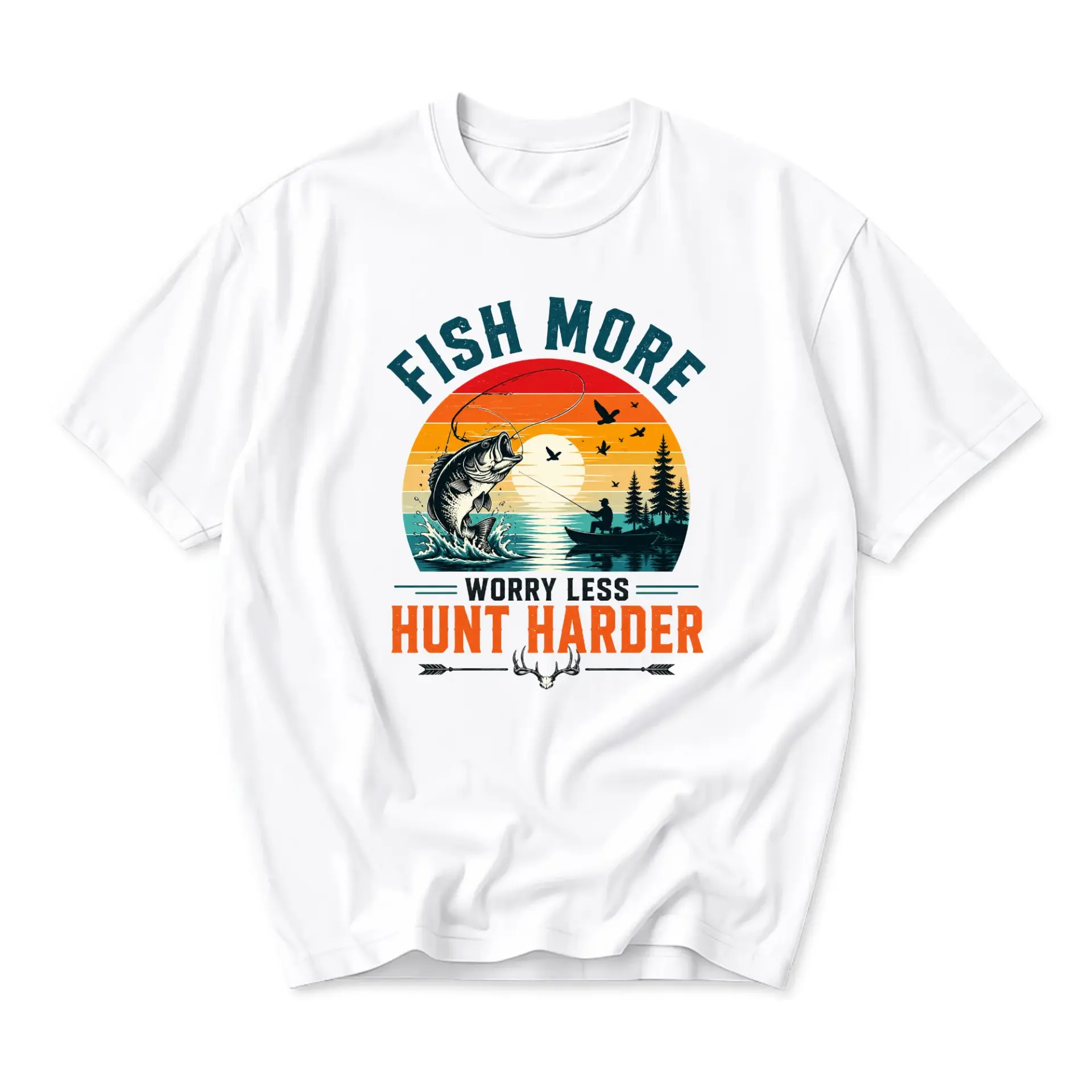 Funny Shirt Fish More Harder Graphic Tee Unisex Casual Outdoor Adventure