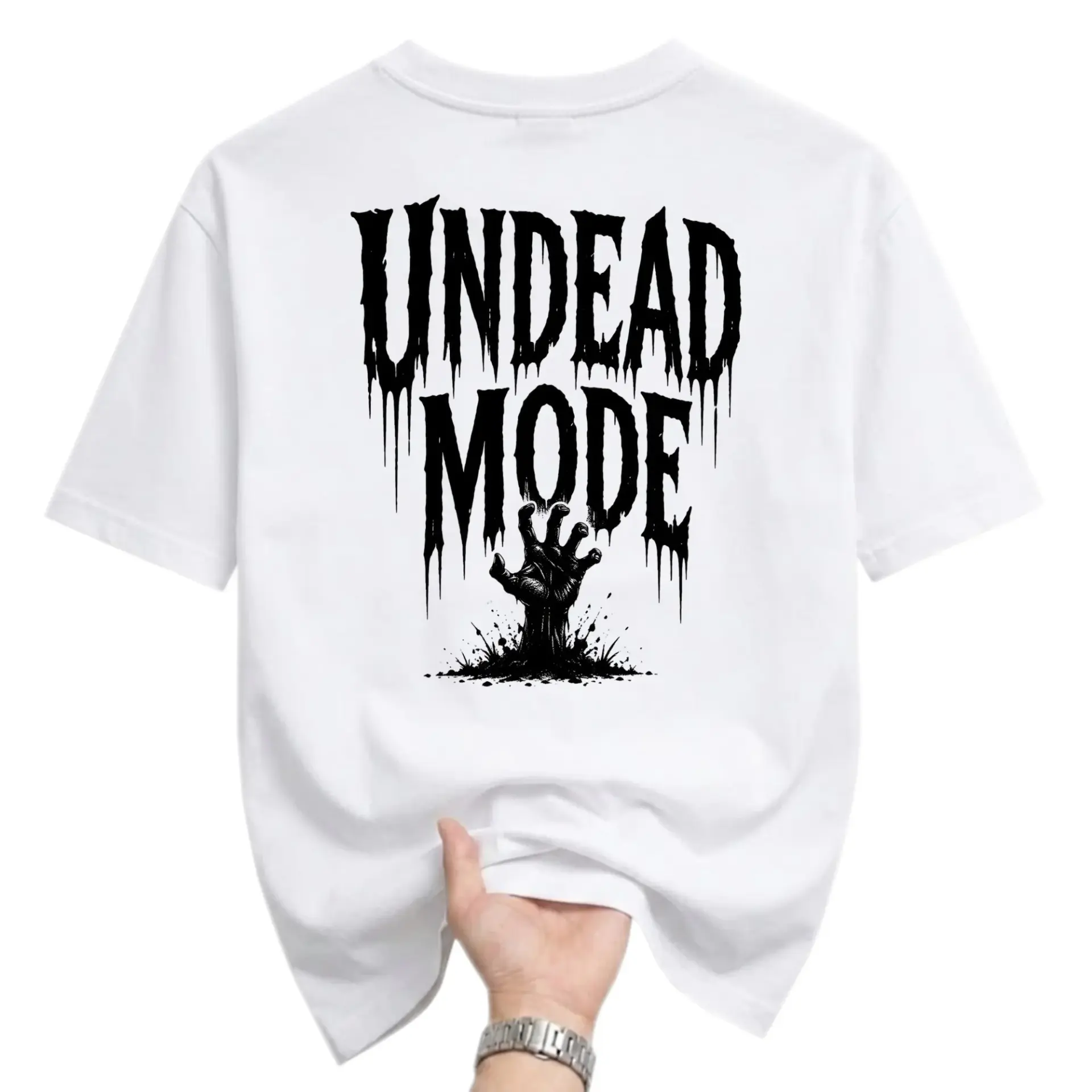 Graphic Tee Undead Mode Horror Theme Shirt Unisex Crew Neck Short Sleeve Casual Cotton Blend Apparel White