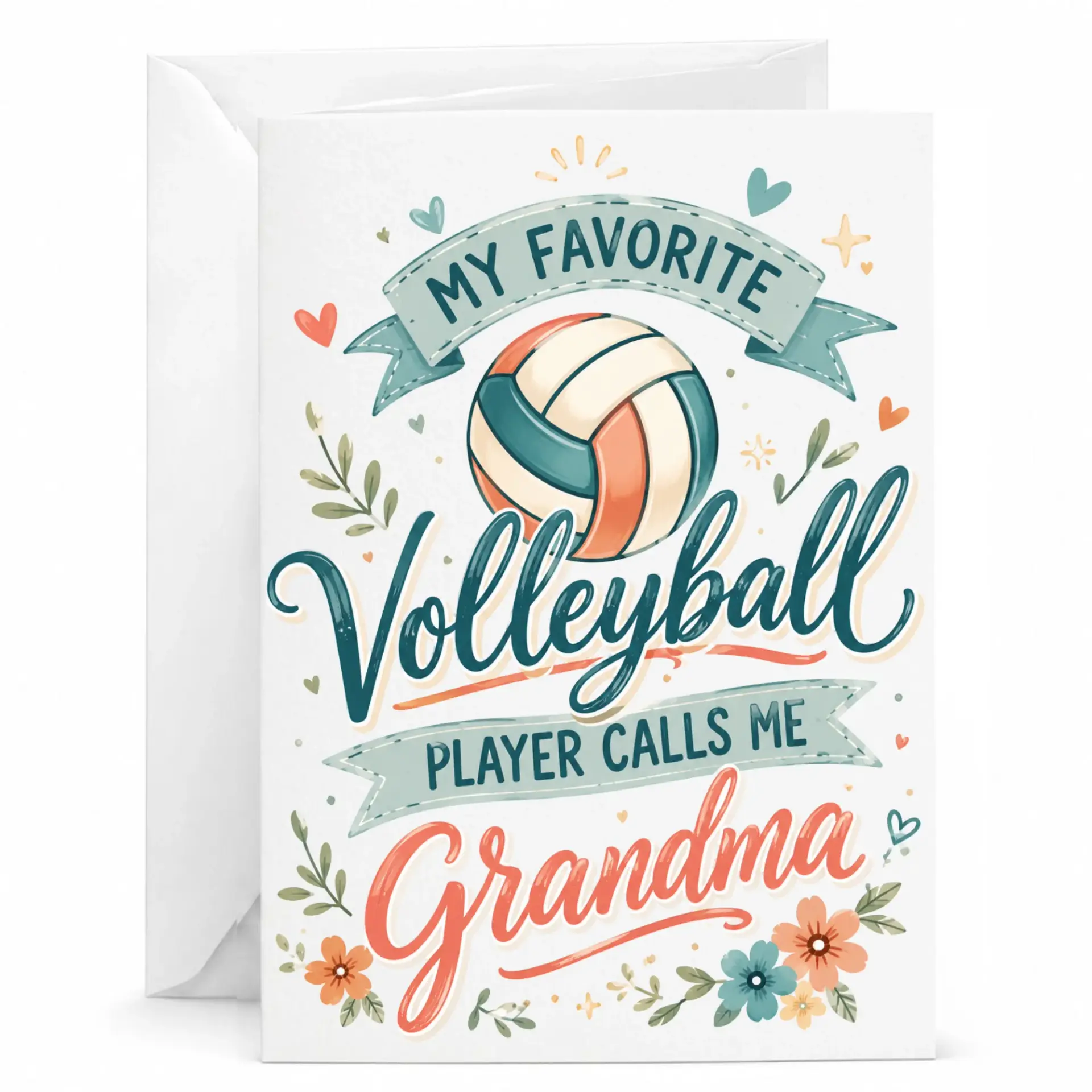 Funny Volleyball Greeting Card for Grandma My Favorite Player Calls Me Sports Themed Note