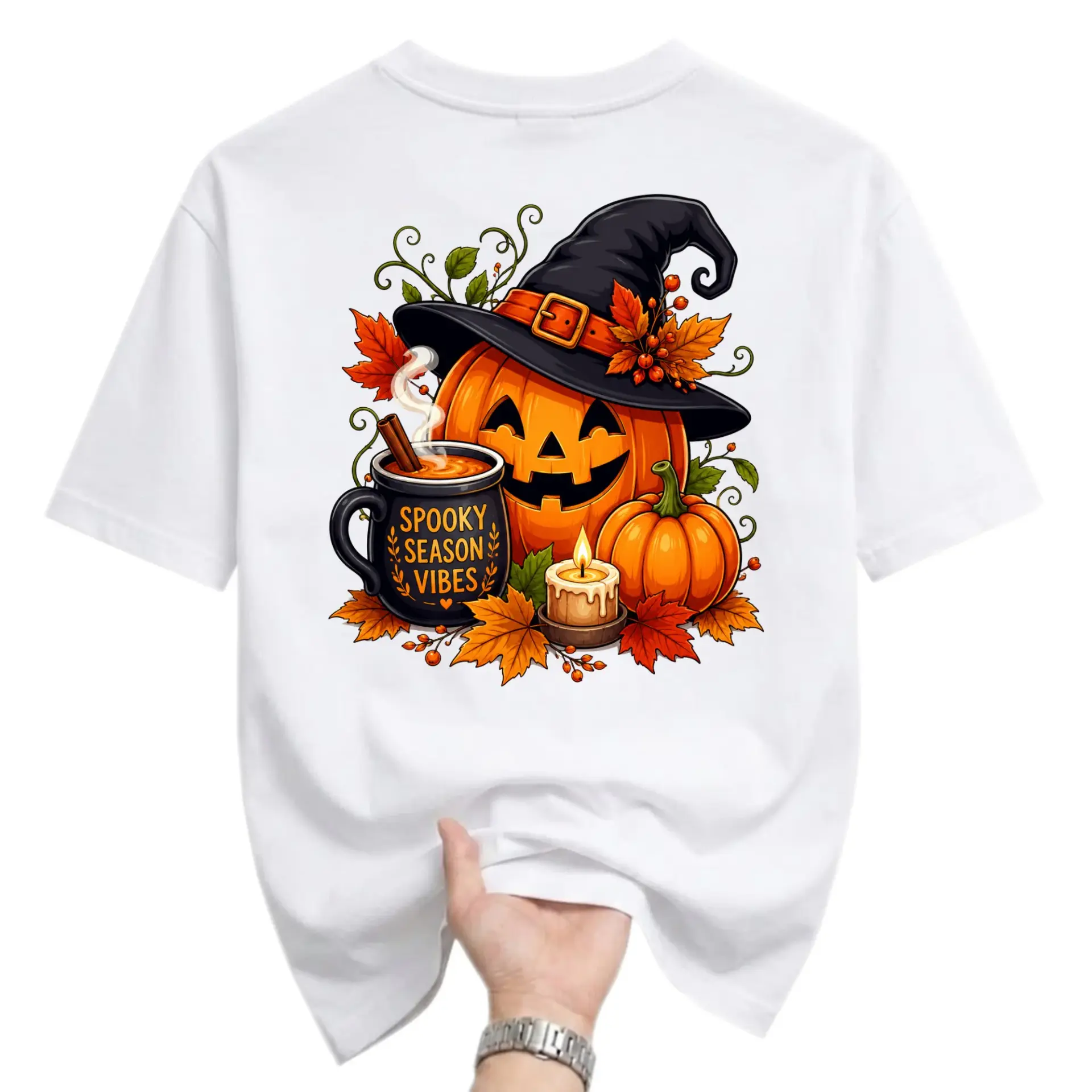 Graphic Tee Spooky Season Vibes Fall Pumpkin Unisex T-Shirt Autumn Harvest Holiday Coffee Mug Crew Neck Casual Apparel