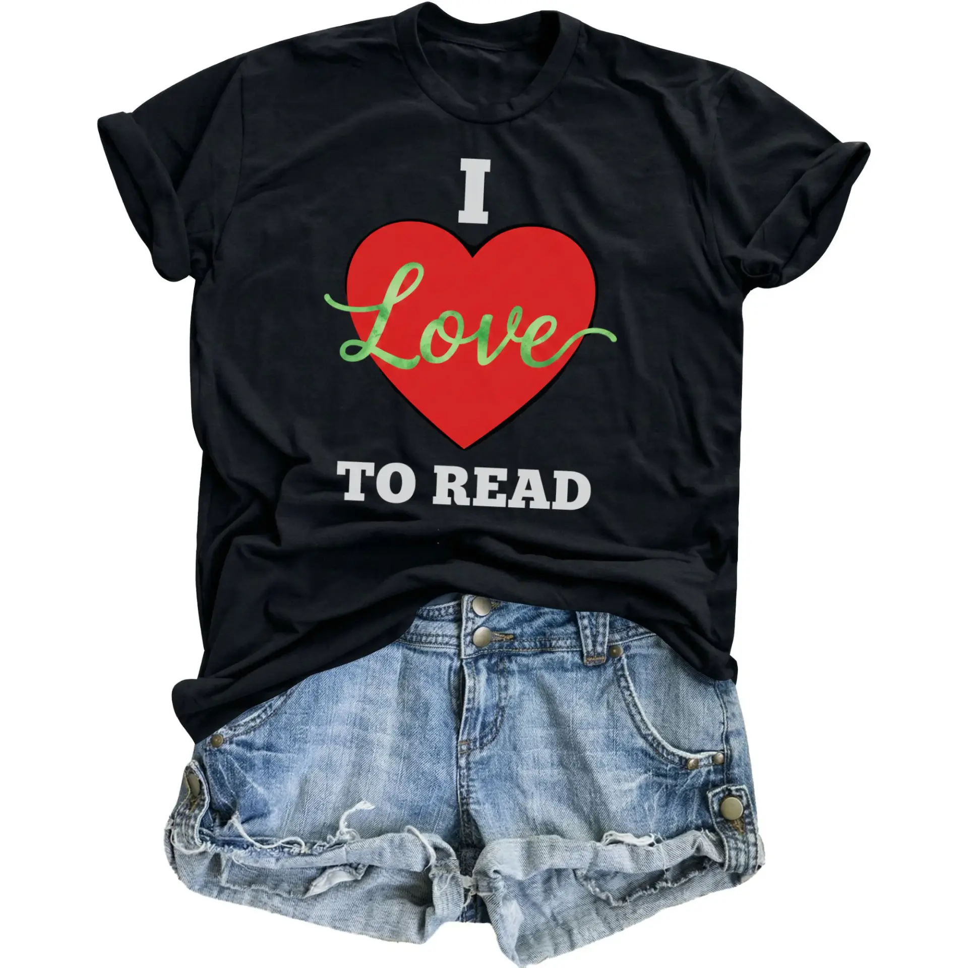 Graphic Tee I Love to Read Book Lover Shirt Unisex Crew Neck Short Sleeve Cotton Blend Casual Reading Gift Apparel