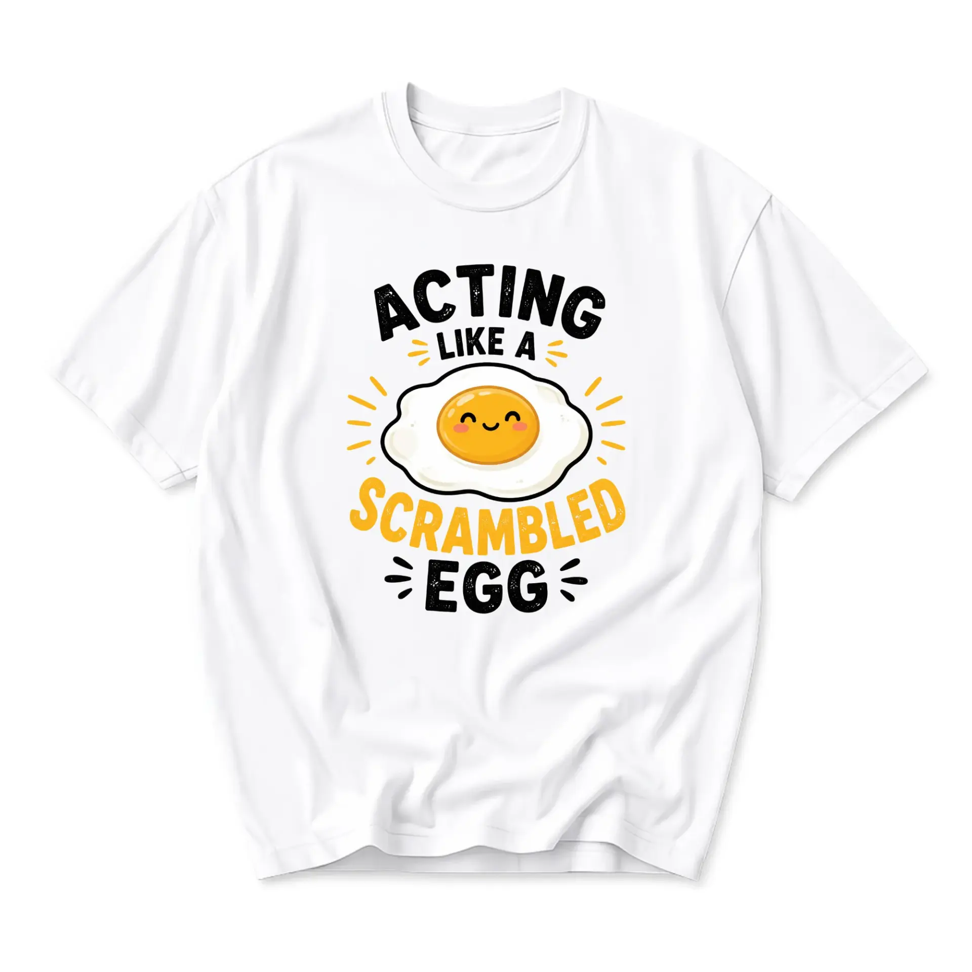 Funny Shirt Acting Like a Scrambled Egg Graphic Tee Cute Food Humor Unisex Crew Neck Short Sleeve Cotton Casual Top