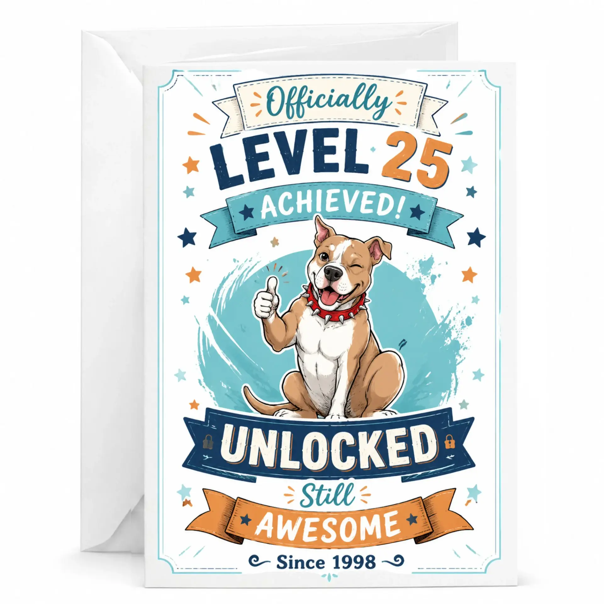 Funny Birthday Card Level 25 Achieved Gaming Style Greeting Card for 25th Birthday Milestone Celebration