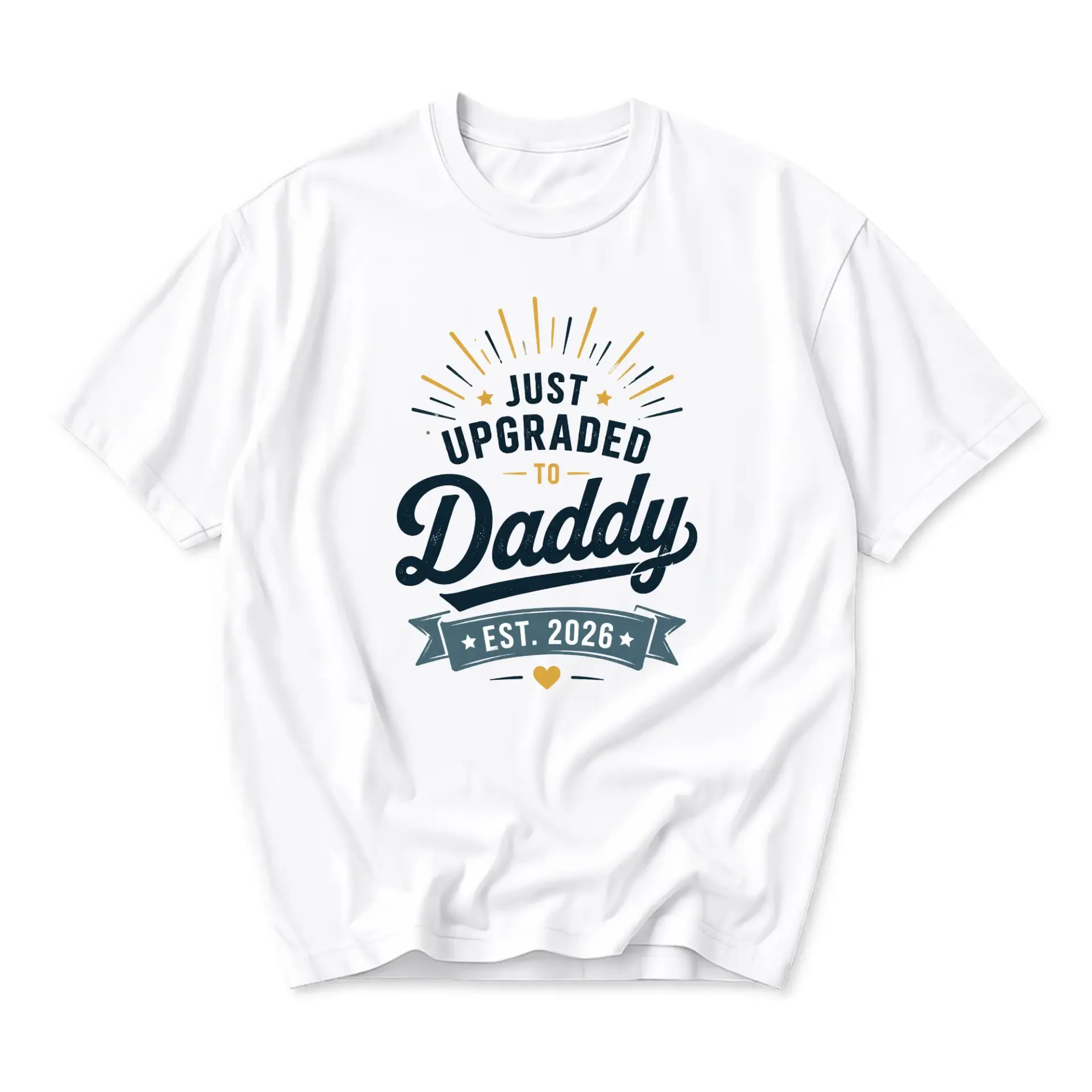 Funny Shirt Just Upgraded to Daddy Est 2026 Graphic Tee Unisex Crew Neck Casual Cotton Blend Everyday Apparel White