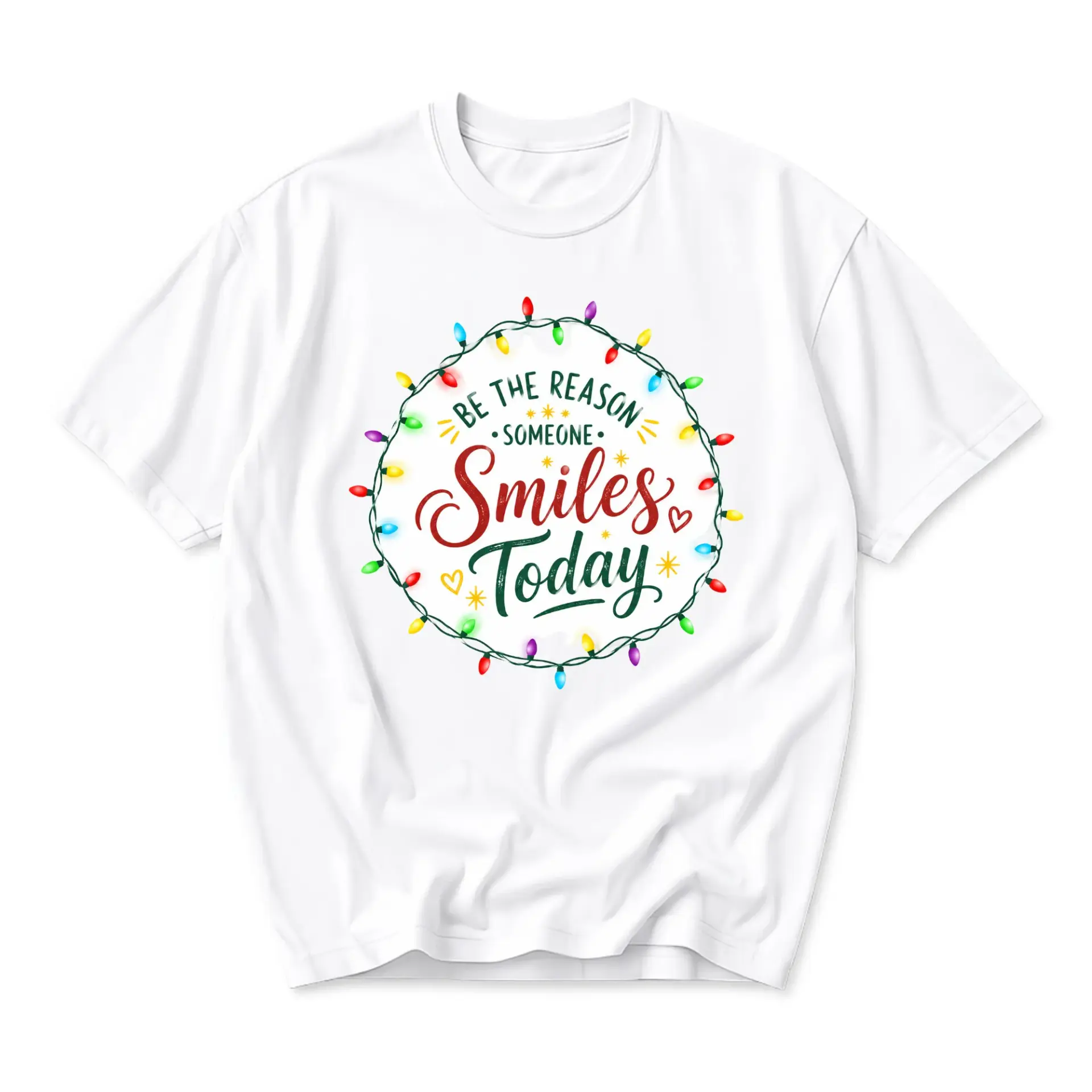 Graphic Tee Be the Someone Smiles Today Holiday Lights Design Unisex Casual
