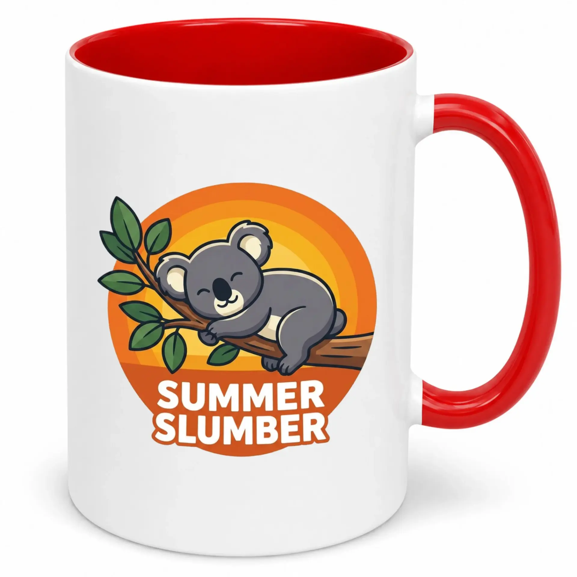 Funny Koala Summer Slumber Coffee Mug, Cute Animal Sleeping Ceramic Cup for Relaxing Drinks, Cozy Home Kitchen Office Desk Gift Idea