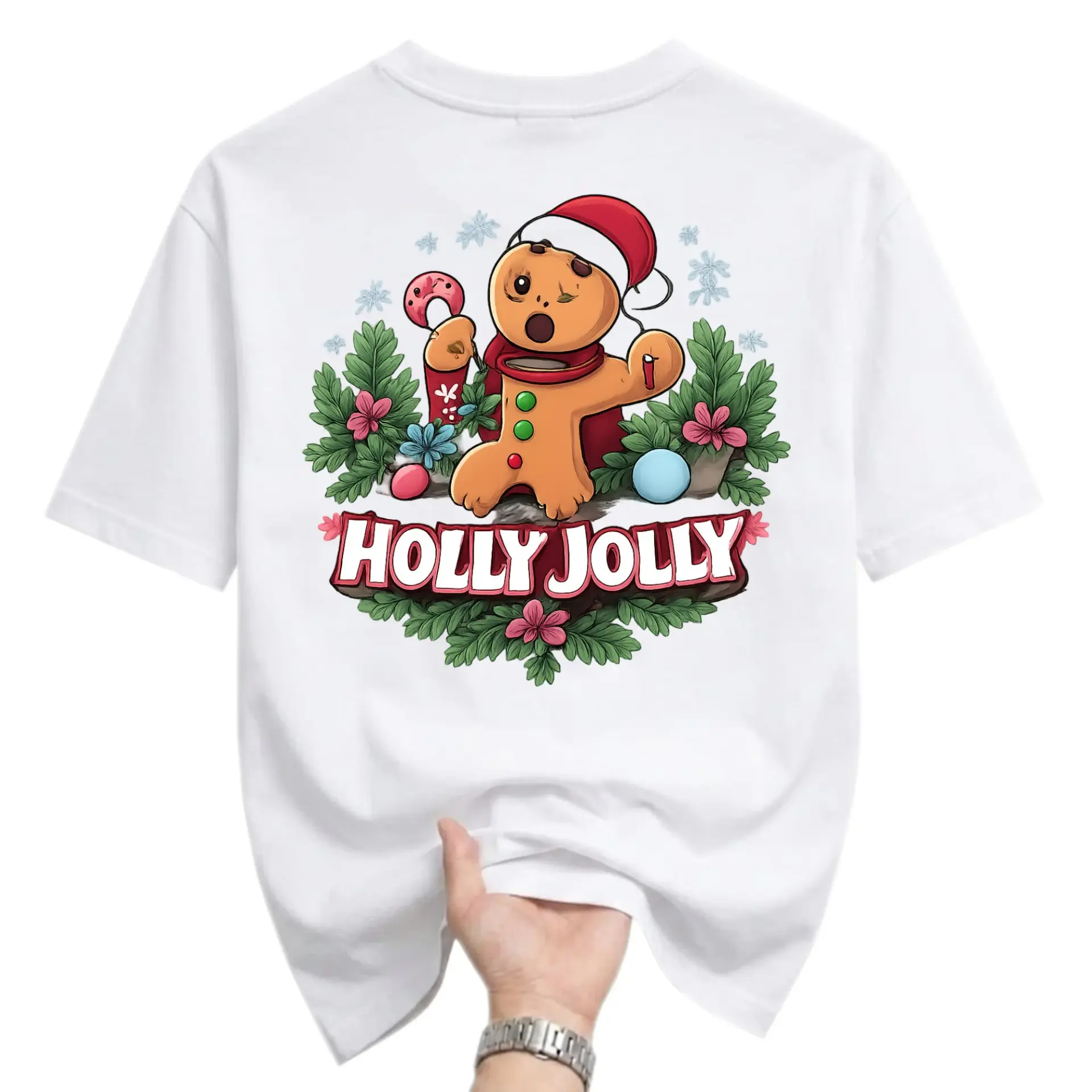 Graphic Tee Gingerbread Man Christmas Illustration Unisex Crew Neck Soft