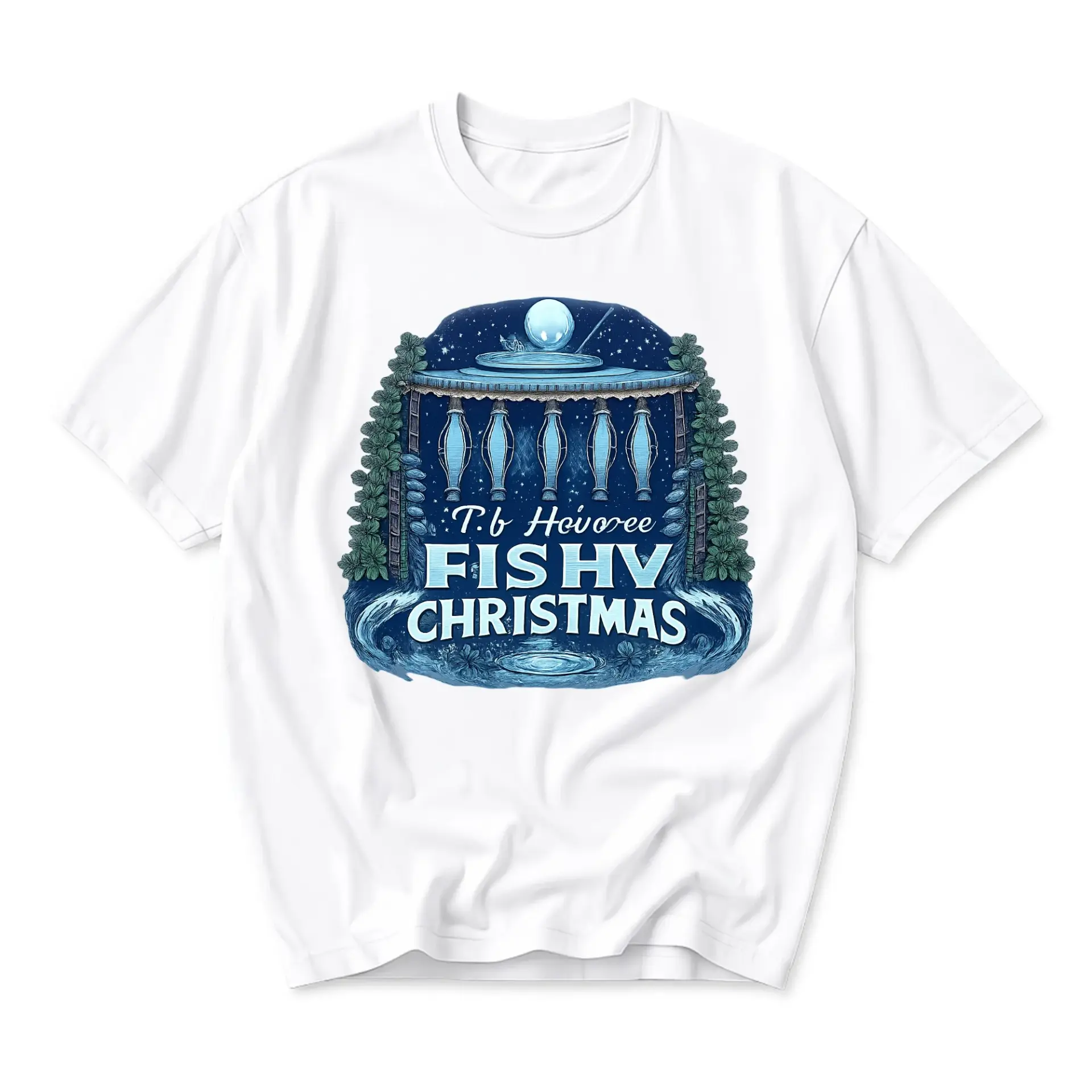 Graphic Tee Fishy Christmas Holiday Ocean Theme Unisex Crew Neck Short