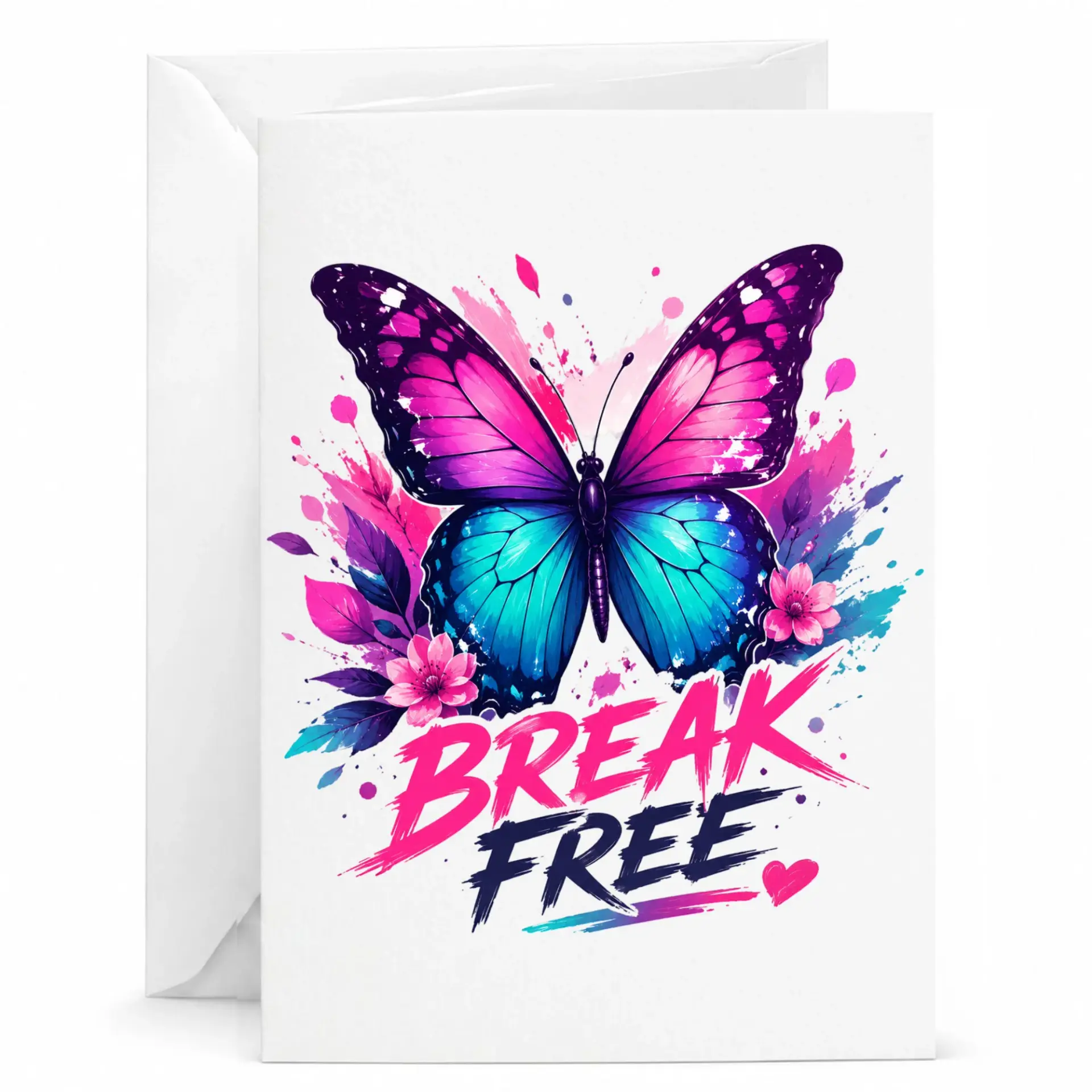 Inspirational Break Free Butterfly Greeting Card, Encouragement Card for New Beginnings, Positive Motivational Note