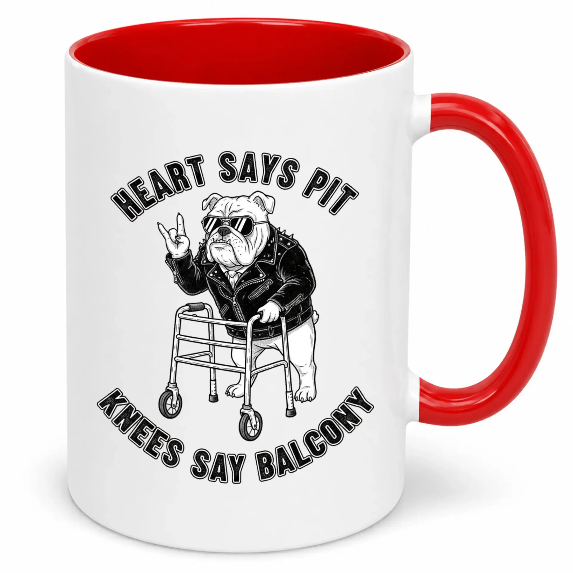 Funny Ceramic Coffee Mug Humorous Rocker Design 'heart Says Pit Knees Say Balcony' Quote Unique Gift for Music Lovers