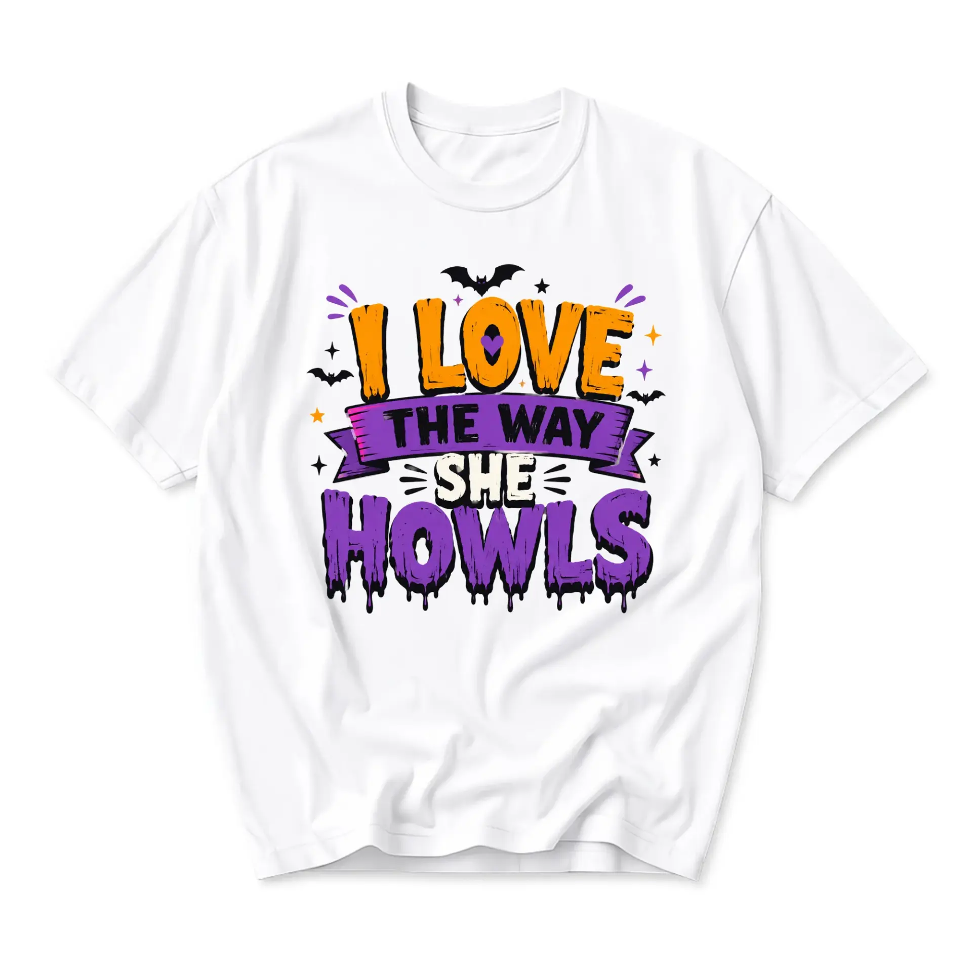 Funny Shirt I Love the Way She Howls Halloween Graphic Tee Unisex Casual Crew Neck Comfortable Cotton Blend Top