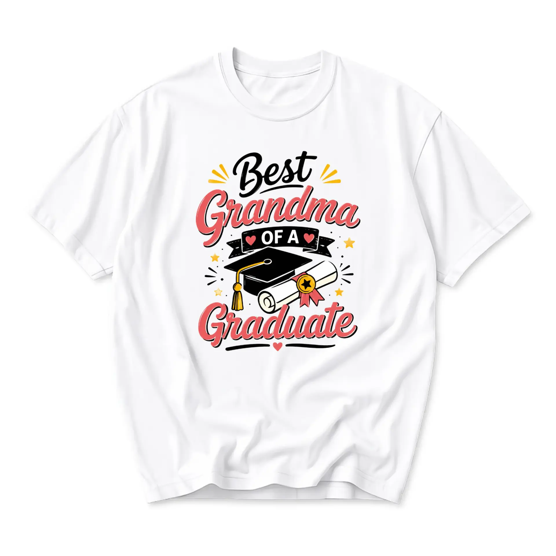 Graphic Tee Best Grandma of a Graduate Unisex Crew Neck Short Sleeve Shirt for Casual Everyday Wear and Gift Giving