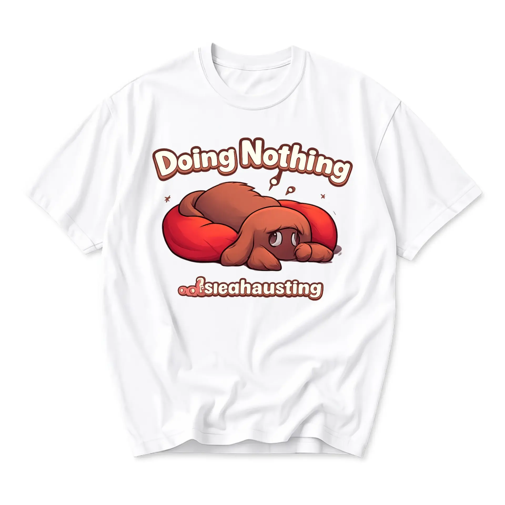 Funny Shirt Unisex Graphic Printed T-Shirt Doing Nothing Exhausting Dog
